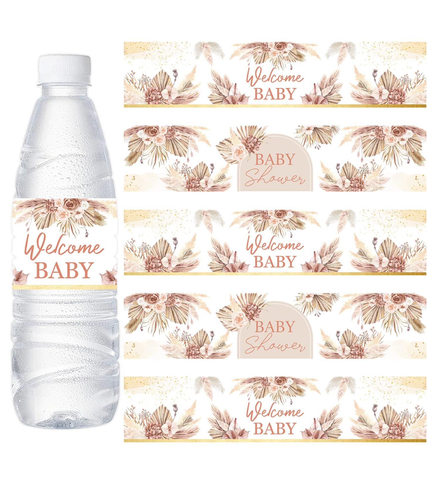 Cheereveal 24PCS Pampas Grass Baby Shower Water Bottle Labels - Boho Waterproof Adhesive Labels for Pampas Baby Shower Decor - Buy Online on GoSupps.com