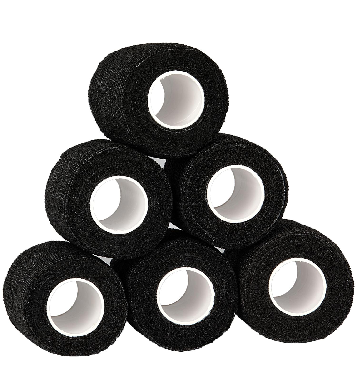 Self-Adhesive Bandage Pack of 6 - 7.5cm x 4.5m - Black Non-Woven Breathable & Waterproof for Hand & Ankle Injuries - Ideal for Swelling - Buy Online on GoSupps.com