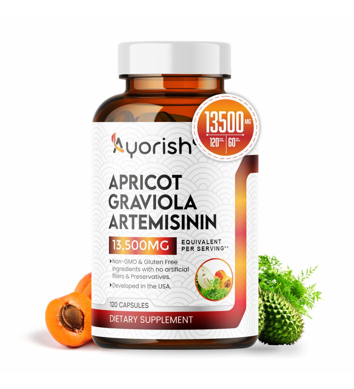Buy Apricot 15:1 Graviola 10:1 Artemisinin 10:1 Extract Capsules - 1000 mg (120 Count) | Premium Quality International Shipping - Buy Online on GoSupps.com