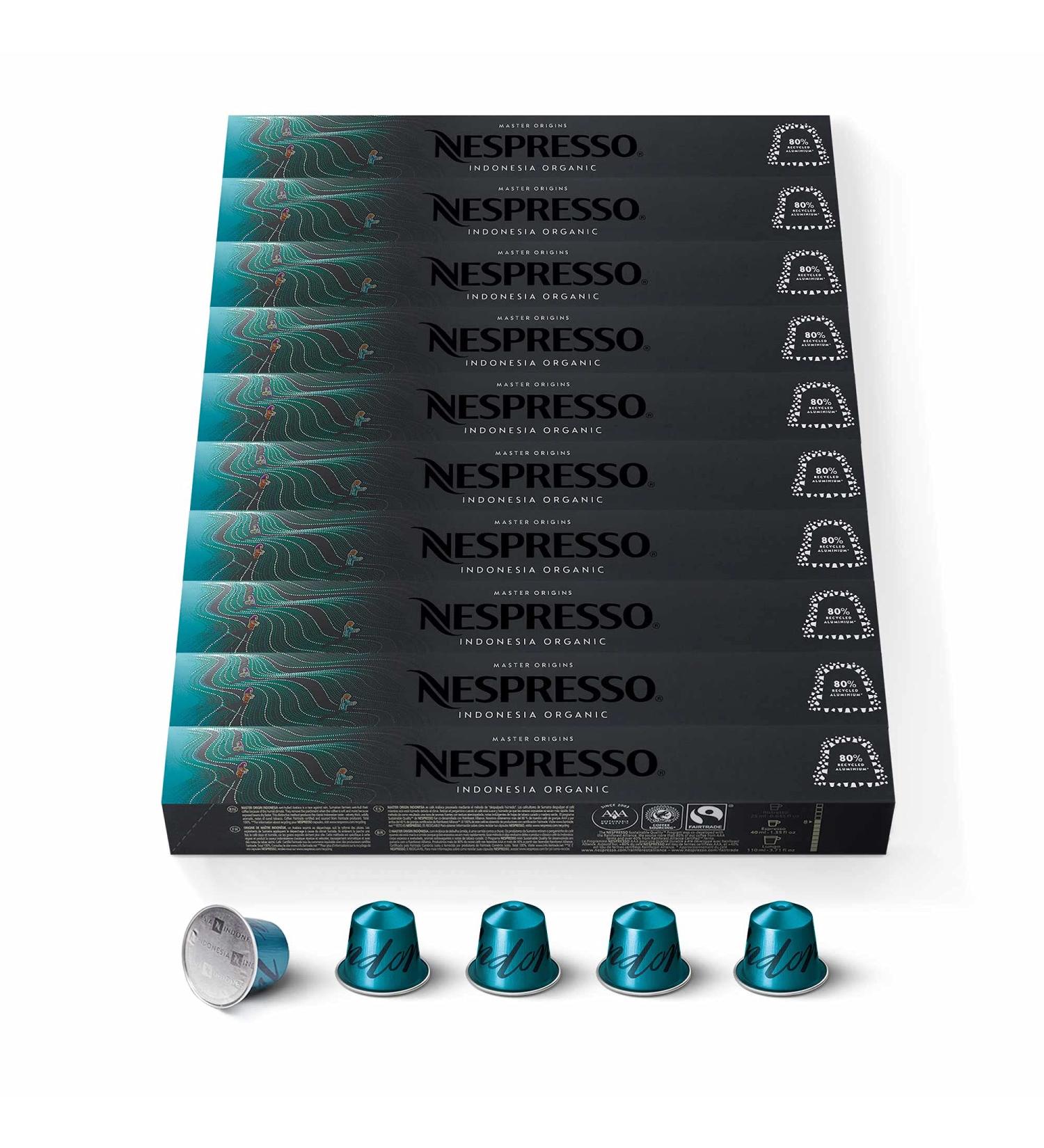 Nespresso Nespresso Original 100 Capsules Indonesia Organic Intensity 8 For Espresso & Lungo (10 packs of 10)