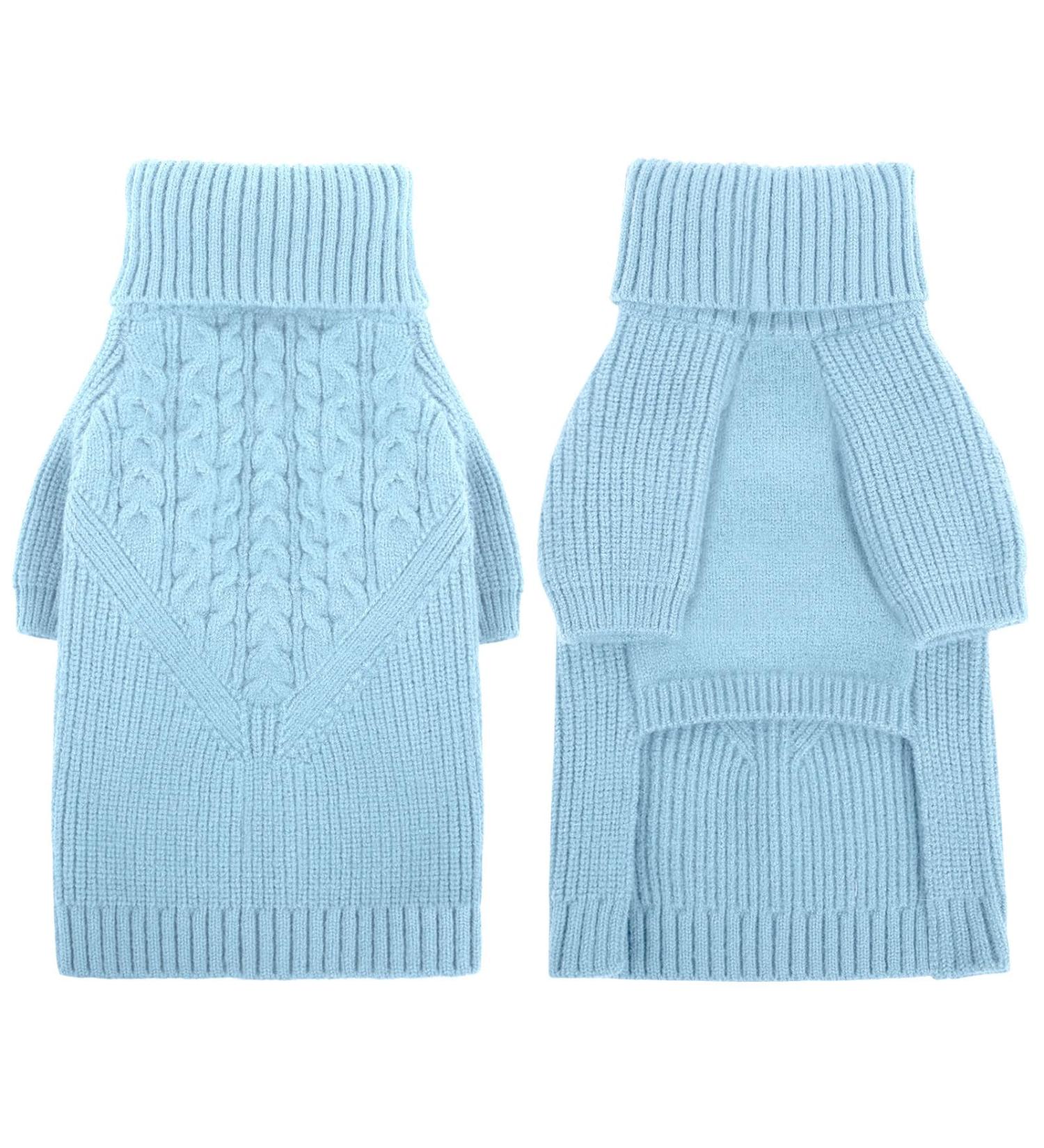 Classic Knitted Dog Sweater with Turtleneck | Soft & Warm Cold Weather Knit Vest for Small Medium Dogs | Cit toile Blue S - Buy Online on GoSupps.com