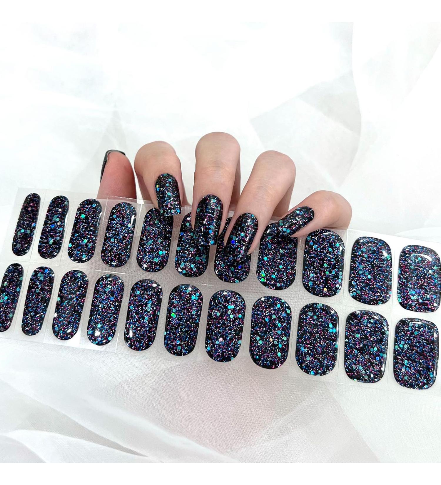 Gel Nail Wraps Gel Nail Stickers 20 Stickers Full-Cured Gel Nail Stickers Upgrade Glitter Gel Nail Strips Last for 15 Days - Adhesive Gel Nail Stickers Nail Art No Need UV/LED Lamp(Shining Shadows) - Buy Online on GoSupps.com