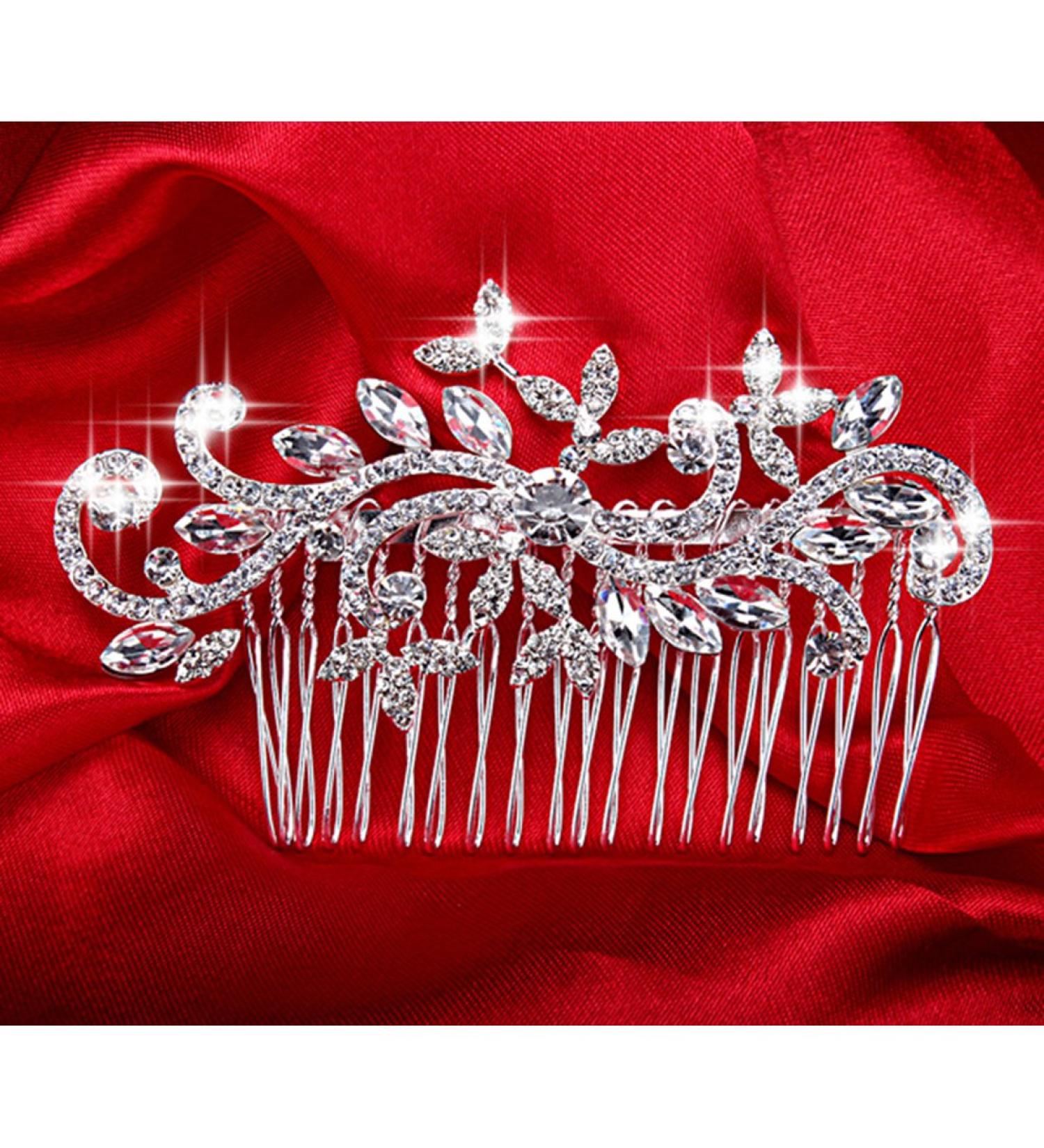 Dooppa Hair Comb Bridal Wedding Flower Rhinestones Women Hair Comb - Buy Online on GoSupps.com