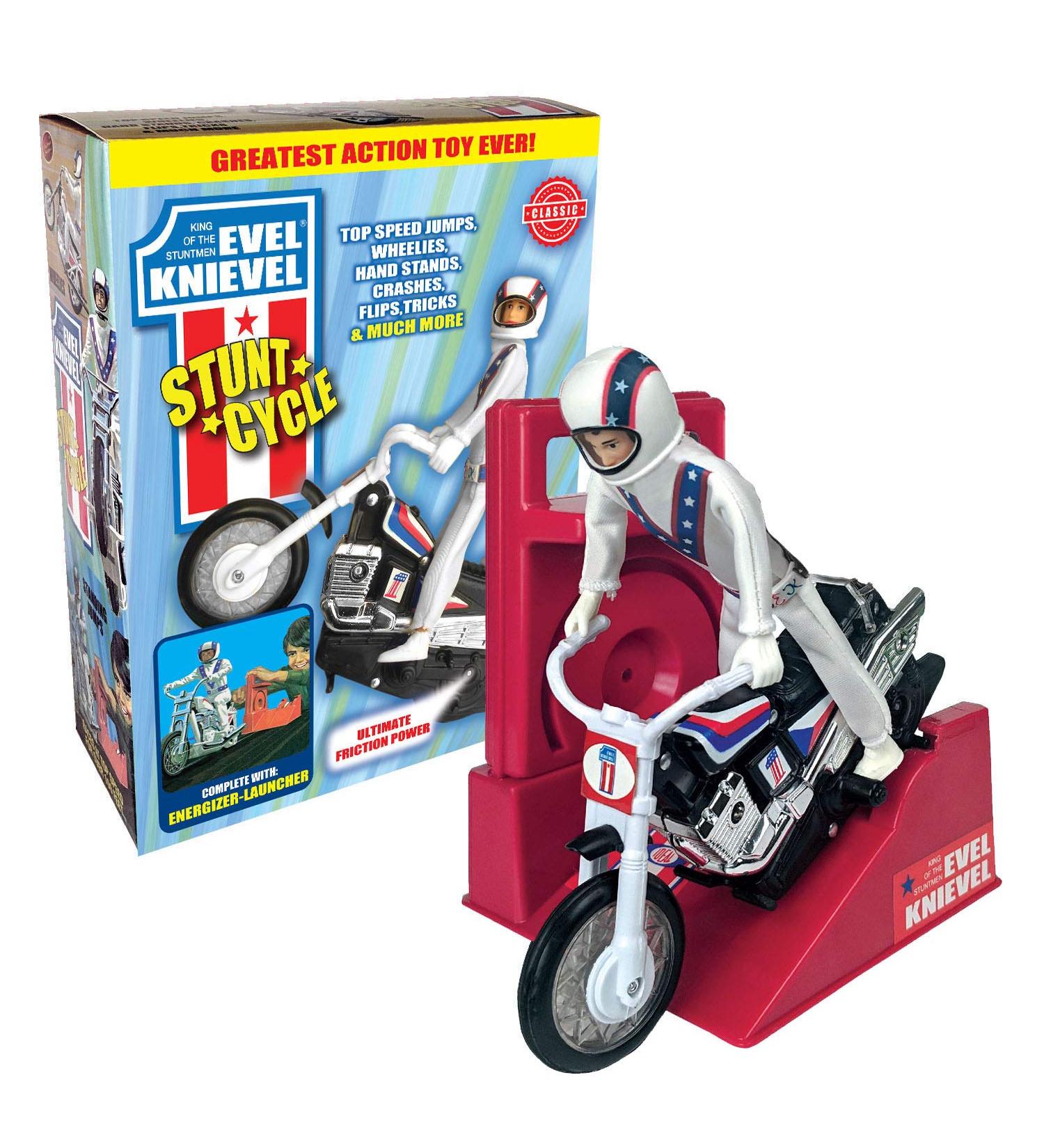 Evel Knievel Stunt Cycle - 8 Wind-Up Action Toy for Ultimate Jumps, Crashes & Flips - Original 1970's Stunt Bike - Buy Online on GoSupps.com