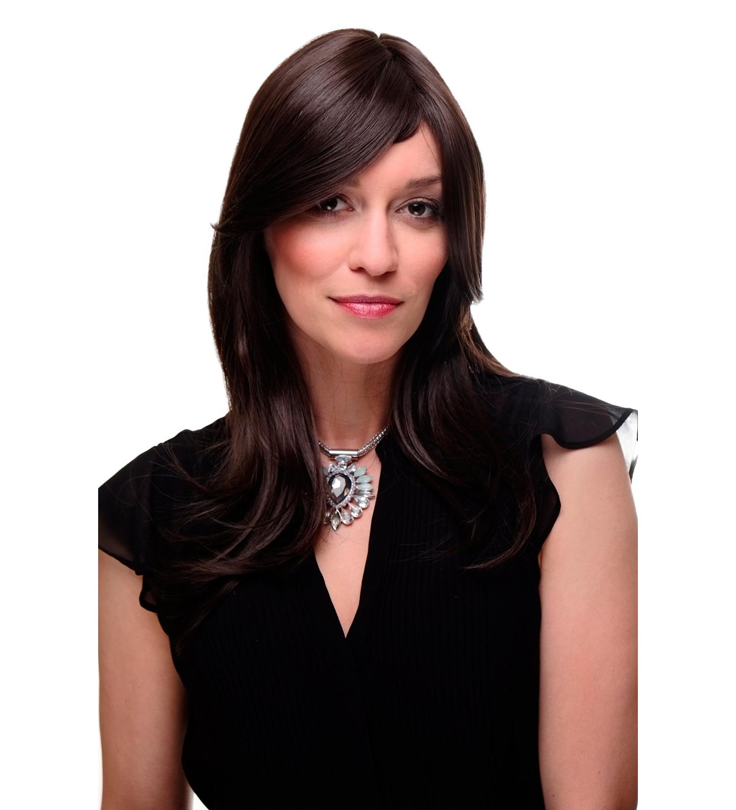 WIG ME UP GF-W1859-6 Long Straight Brown Ladies Wig - 55 cm Medium Brown Parted Hairstyle for International Shipping - Buy Online on GoSupps.com