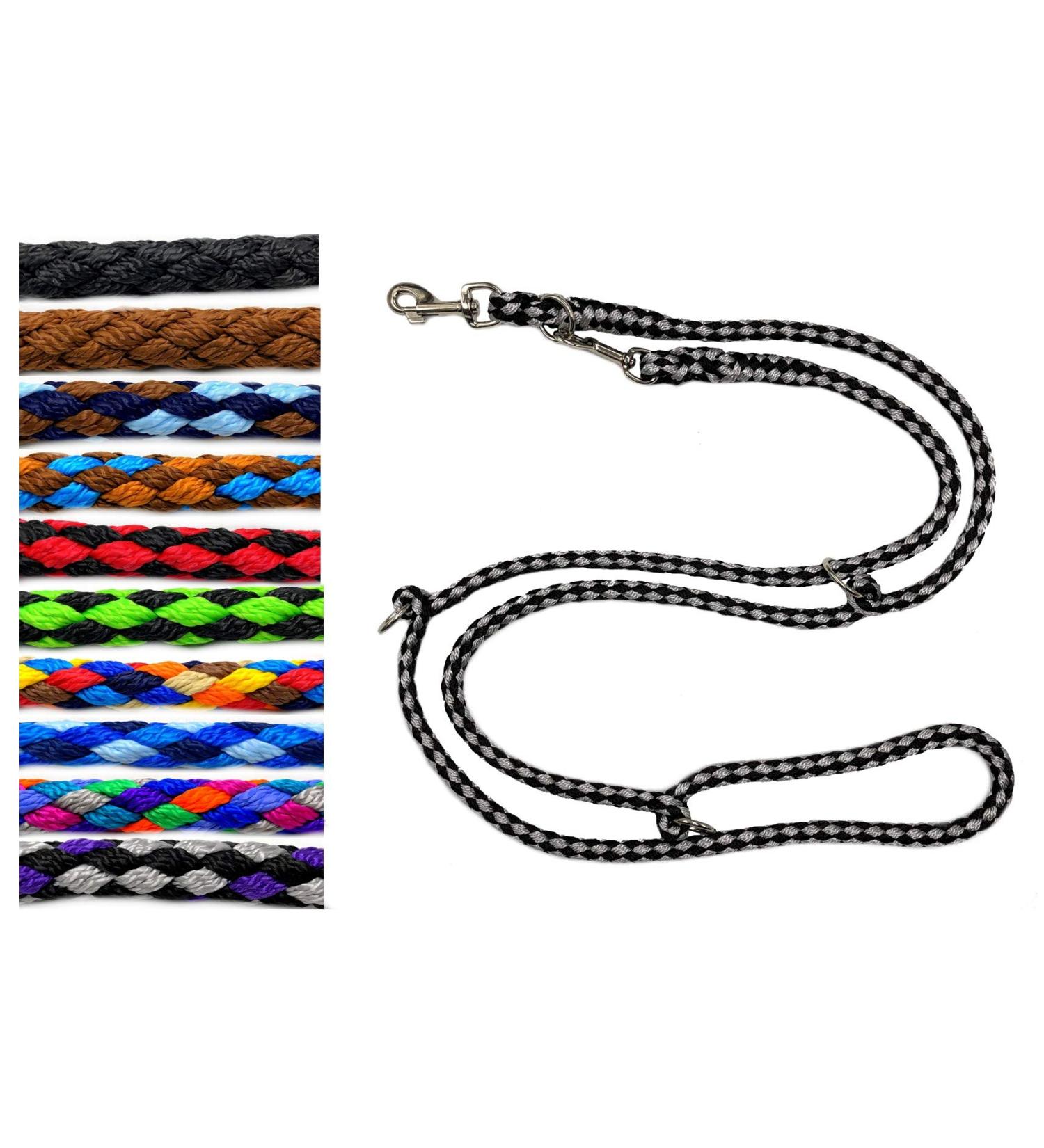 Shop Adjustable Dog Linen Leash for Large Dogs up to 80kg | Durable 5m Exercise Line in 17 Fabrics - Black & Silver Dallas Design - Buy Online on GoSupps.com
