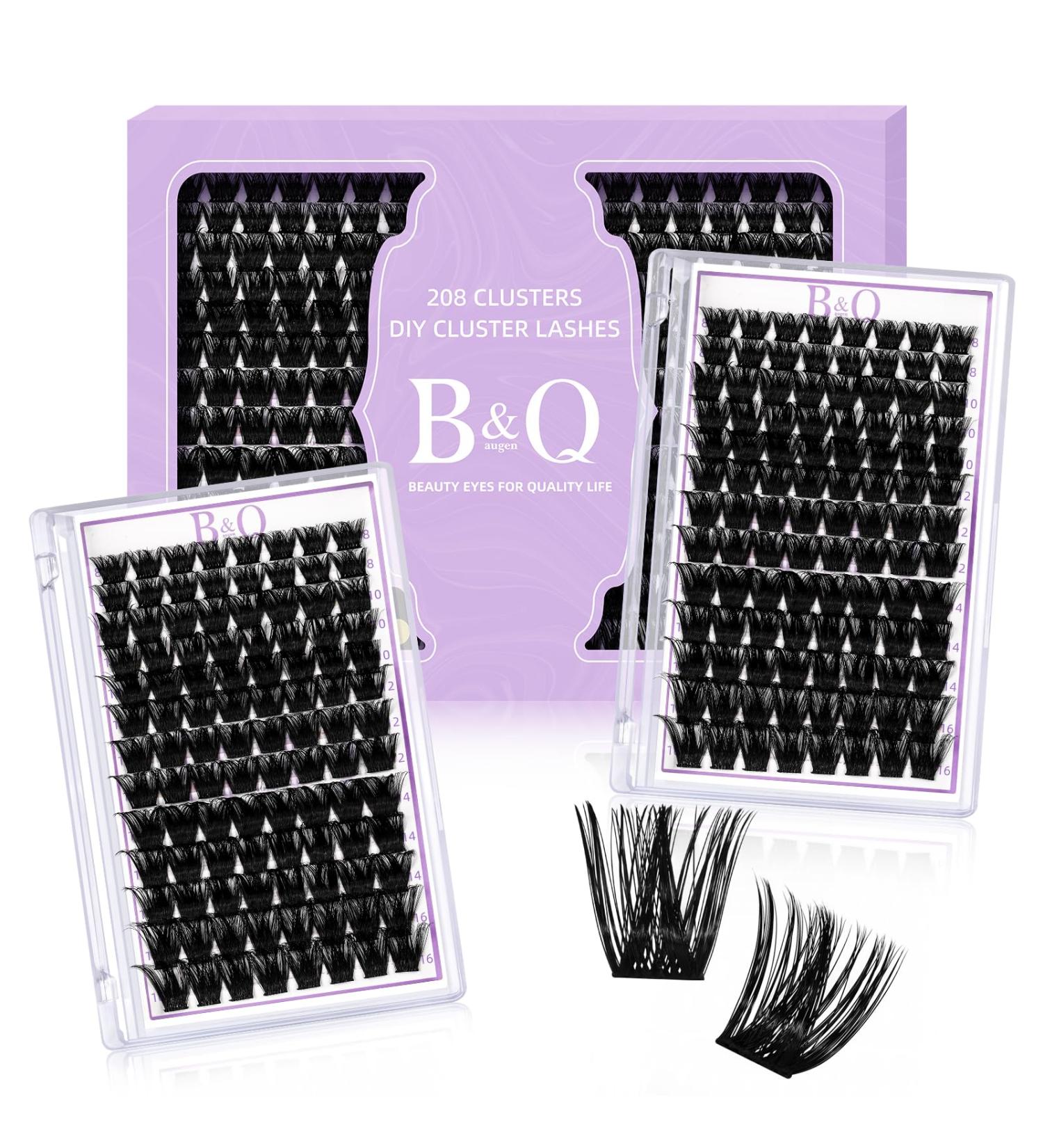 Shop B&Q DIY Lash Clusters - 208 PCs Reusable Individual Eyelashes for Beginners | 8-16 Mix Eyelash Extensions at Home - Buy Online on GoSupps.com
