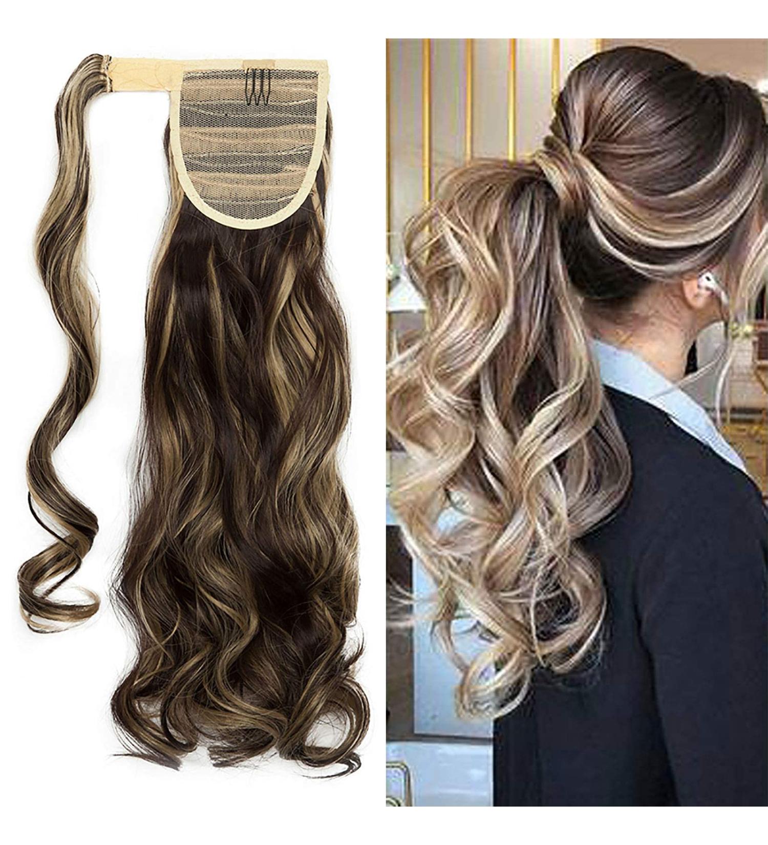 Wrap Around Ponytail Extension | Long Curly Hairpiece for Women | Brown/Black/Blonde 17 Inch - Buy Online on GoSupps.com