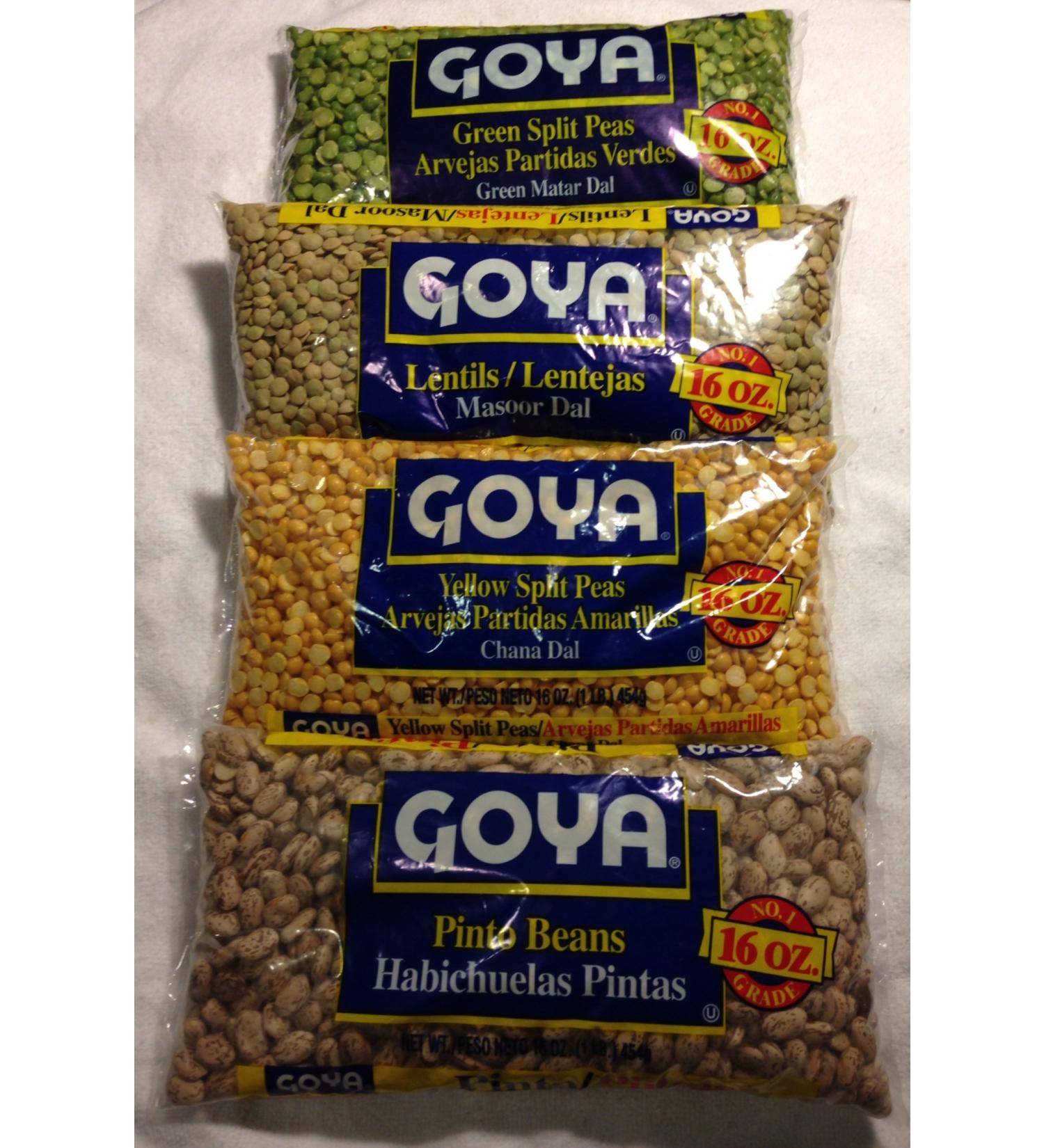 GOYA Dried Lentils, Pinto Beans, Yellow & Green Split Peas - 16oz Variety Pack (4 Pack) | Protein-Rich Legumes for Soups, Dips & Refried Beans - Buy Online on GoSupps.com