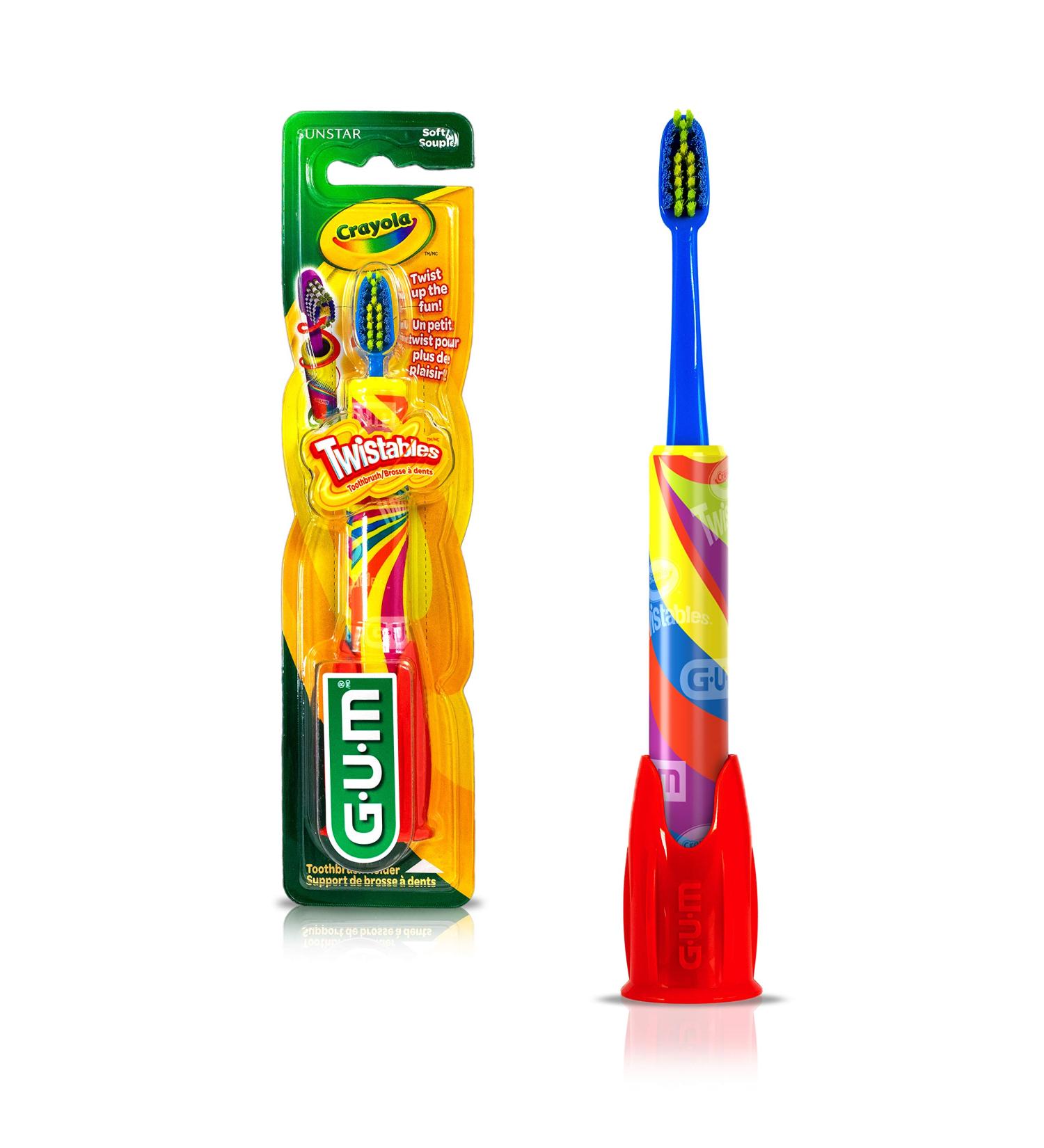 Buy GUM Crayola Twistables Kids Toothbrush - Fun Twisting Head & Soft Bristles for Ages 3+ | International Shipping Available - Buy Online on GoSupps.com