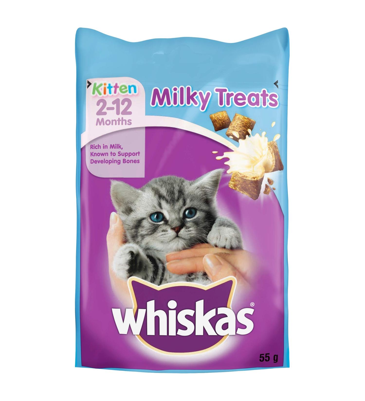Whiskas 2-12 Month Kitten Milky Treats 55 g (Pack of 8) Milky Treats 55 g (Pack of 8) - Buy Online on GoSupps.com
