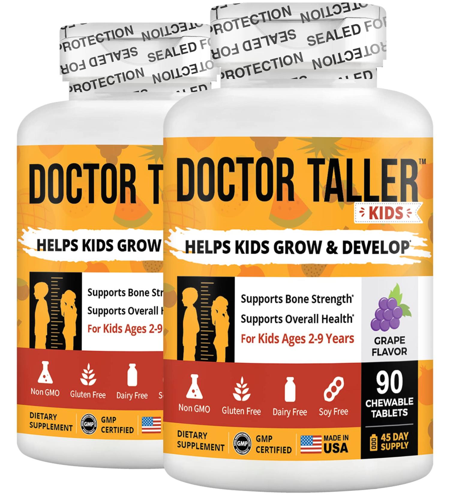 Doctor Taller Kids by NuBest - Support Healthy Growth of with Multivitamins and Multiminerals for Ages 2 to 9 Grape Flavor 180 Vegan Chewable Tablets | 3 Month Supply White - Buy Online on GoSupps.com
