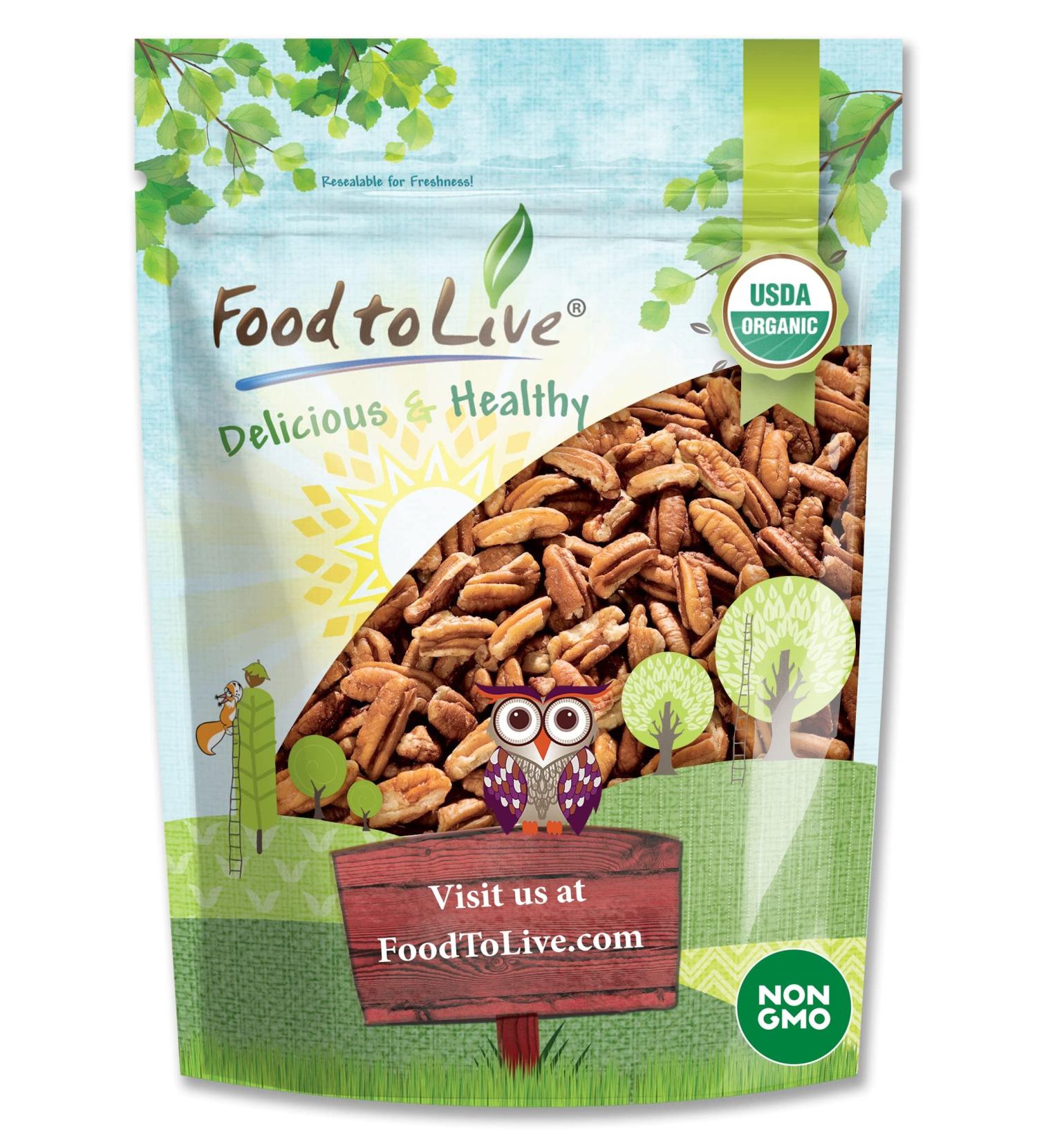 Buy Food to Live Organic Pecan Pieces - 1.5 lbs Raw Chopped Pecans Non-GMO Vegan Keto-Friendly Kosher - Bulk Nuts for Healthy Snacking - Buy Online on GoSupps.com