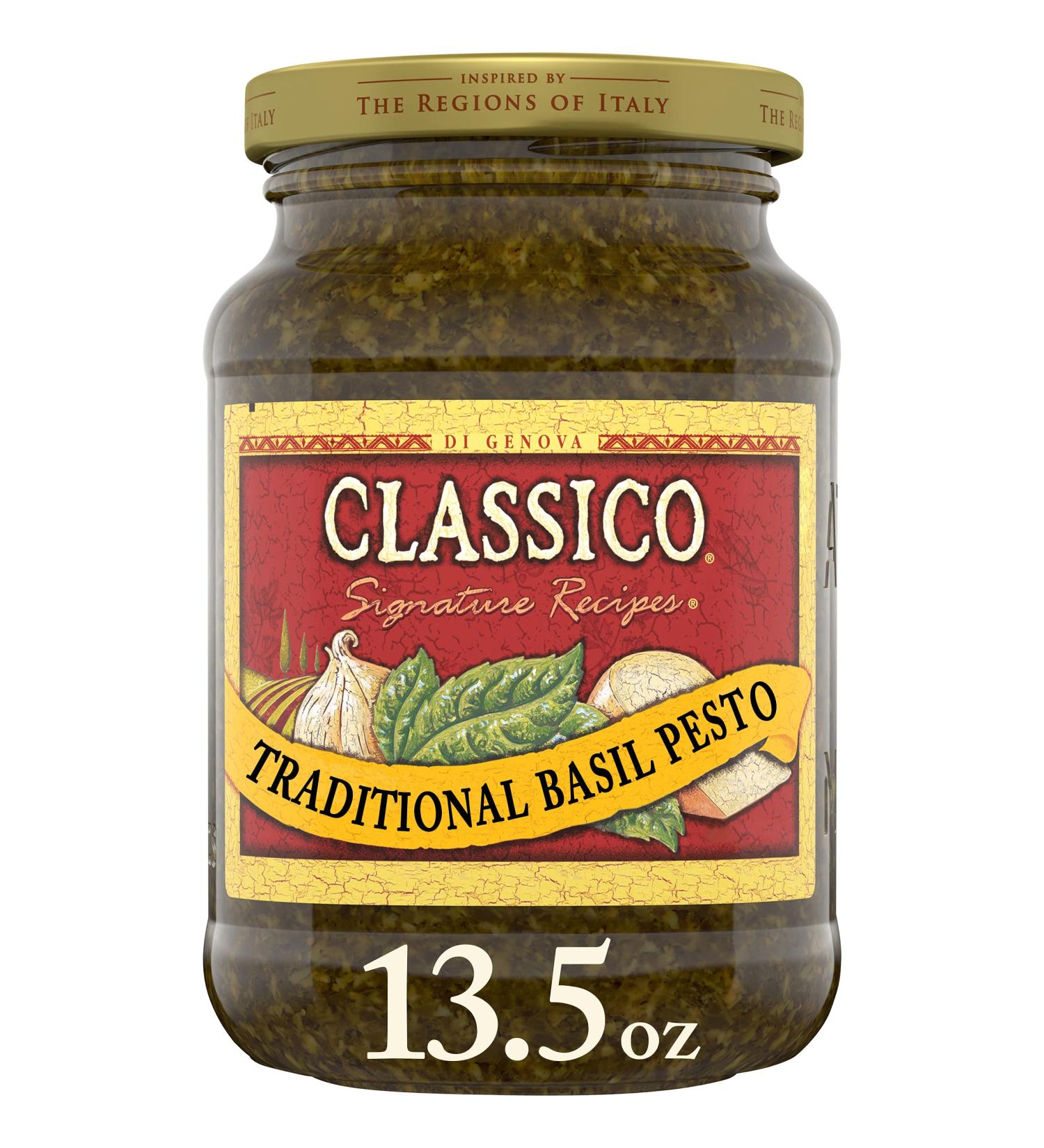 Classico Traditional Basil Pesto Sauce & Spread - 13.5 oz Jar - Buy Online on GoSupps.com