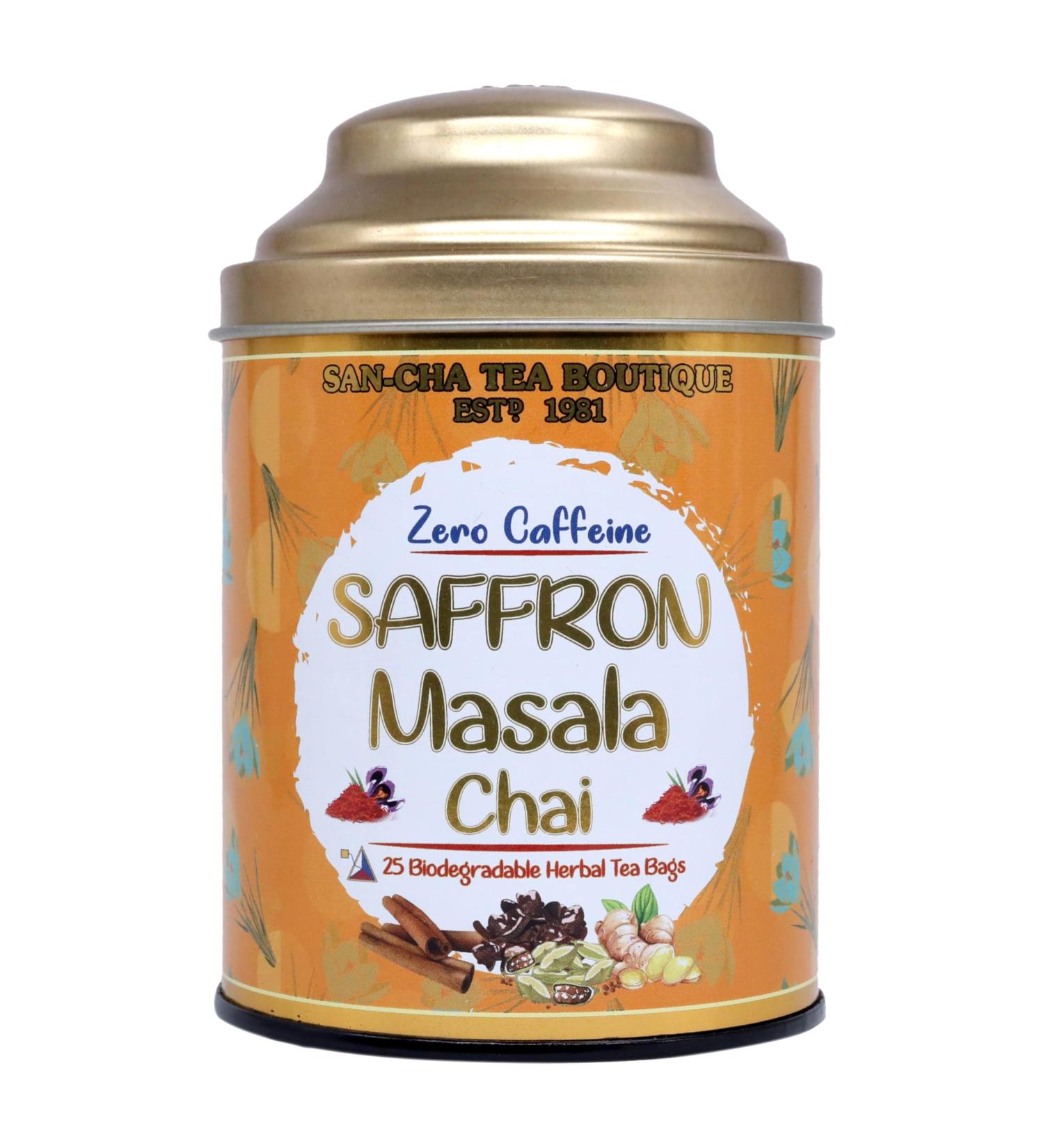 Sancha Tea Boutique Chai safran Masala Chai Chai sans caf ine m lange de tisanes pures 25 sachets de th pyramide Chai Masala th Kesar Kesar Chai th au safran safran masala chai sans caf ine 1 Count (Pack of 1) - Buy Online on GoSupps.com