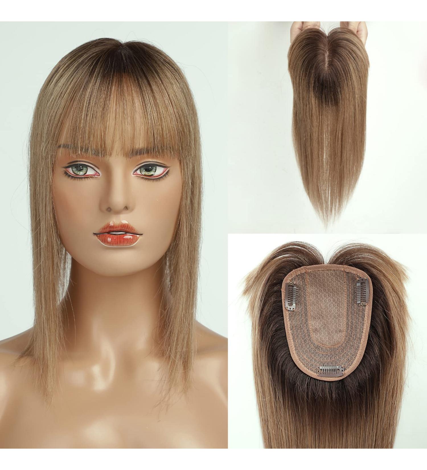 Haircube Ombre Ash Blonde Hair Toppers for Women | 100% Remy Human Hair Bangs | 150% Density | Silk Base for Thin & Gray Hair | 14 Inch | 40g - Buy Online on GoSupps.com
