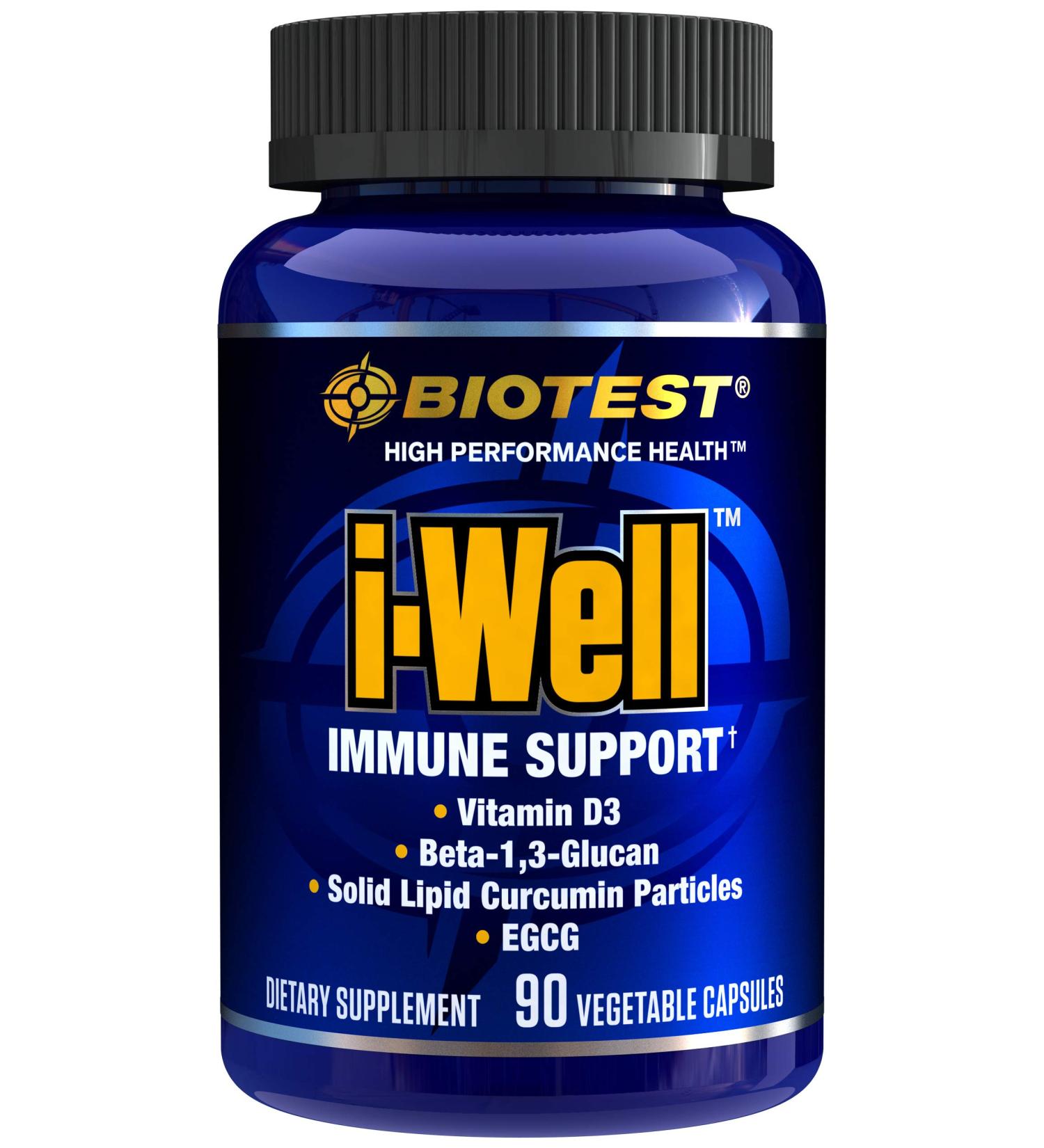 Biotest I-Well Immune Support Supplement - Beta Glucan, Turmeric, Vitamin D3 - 90 Capsules - Buy Online on GoSupps.com