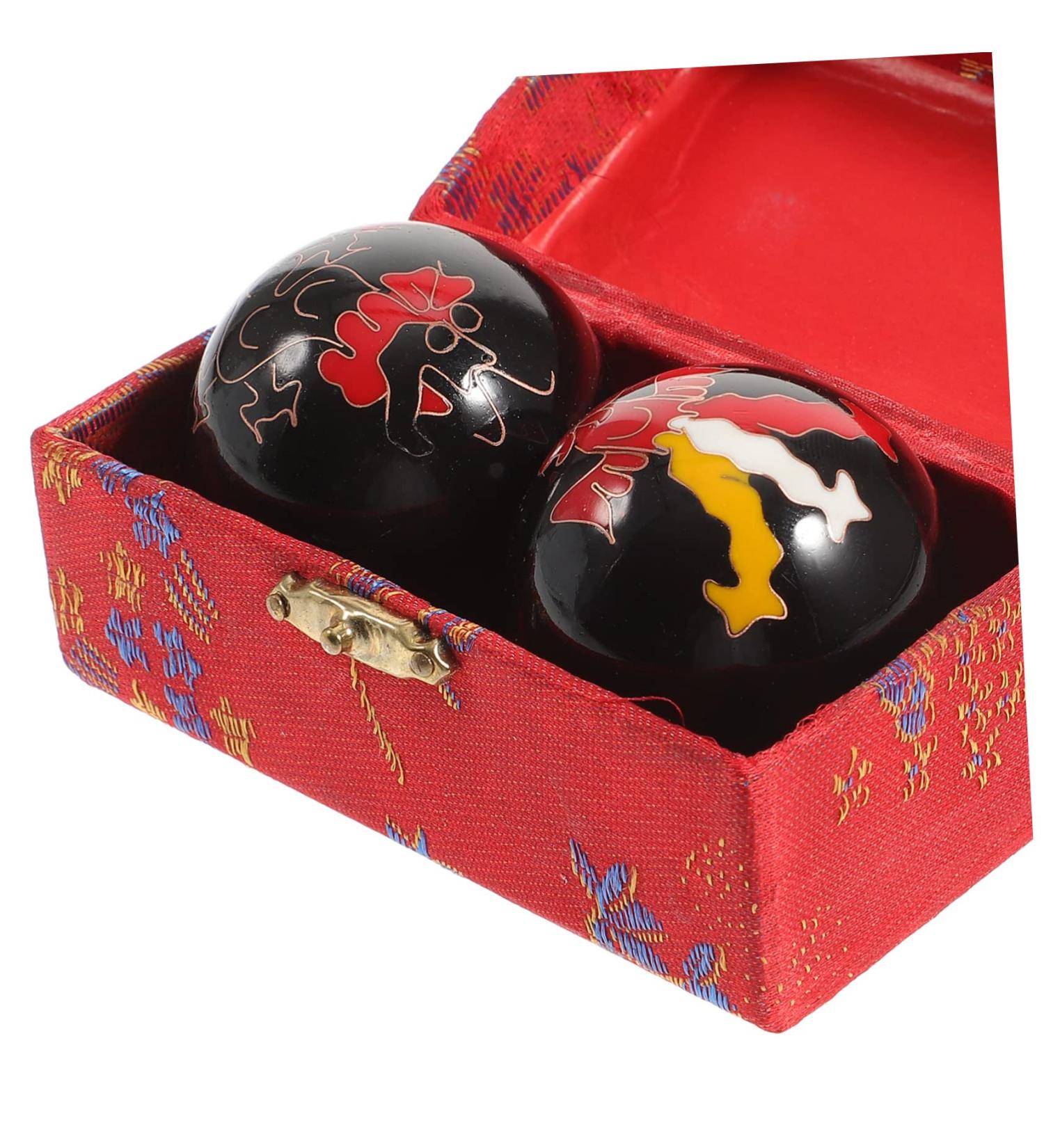 Frcolor 2pcs Chinese Baoding Balls - 40mm Hand Exercise & Fitness Training Balls | Health Care Iron Balls in Decorative Box - Buy Online on GoSupps.com