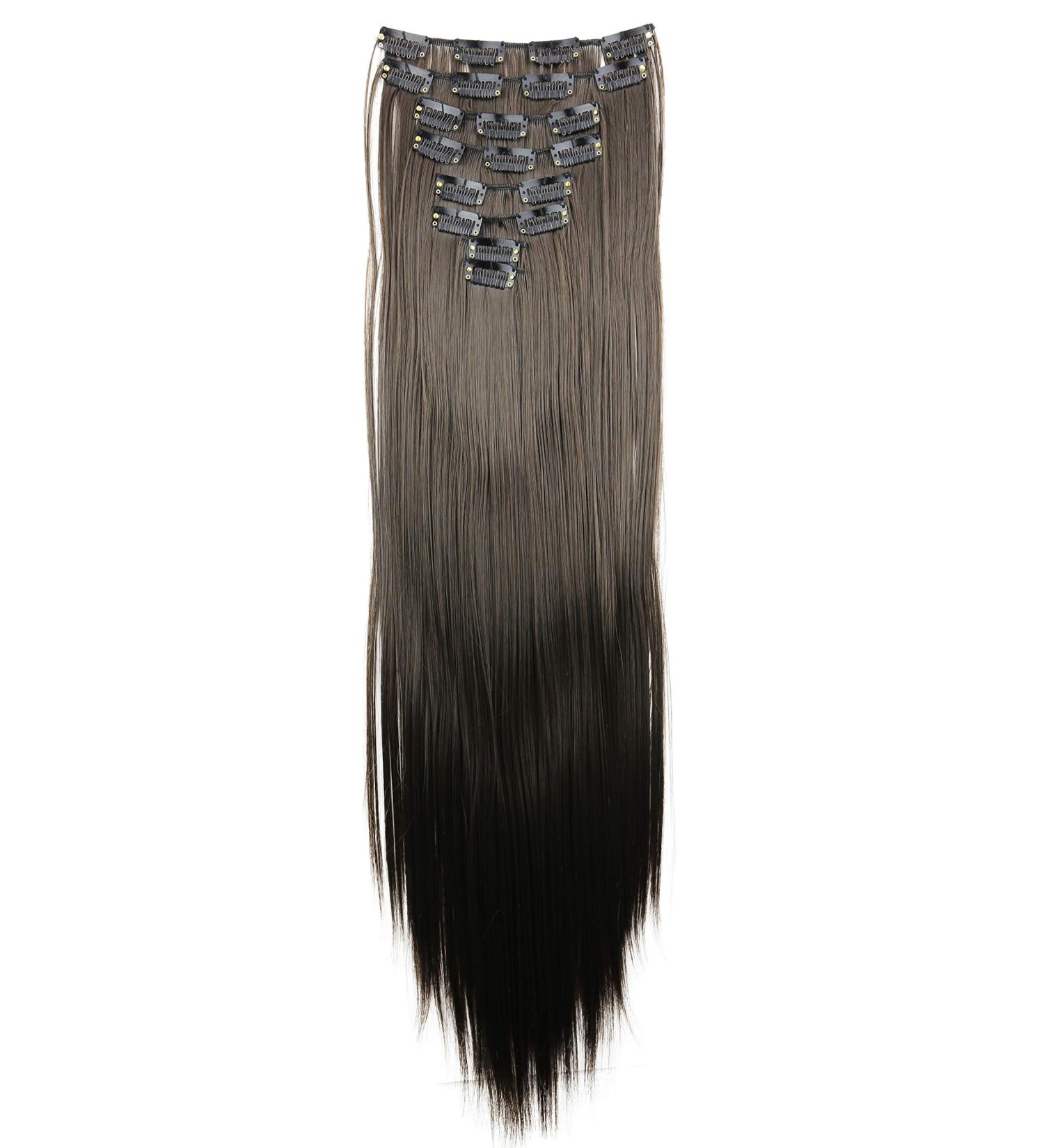 CAISHA by PRETTYSHOP XXL 24 Straight Brown Clip In Hair Extensions 8 Pieces Set - #8 Brown | CES2 - Buy Online on GoSupps.com