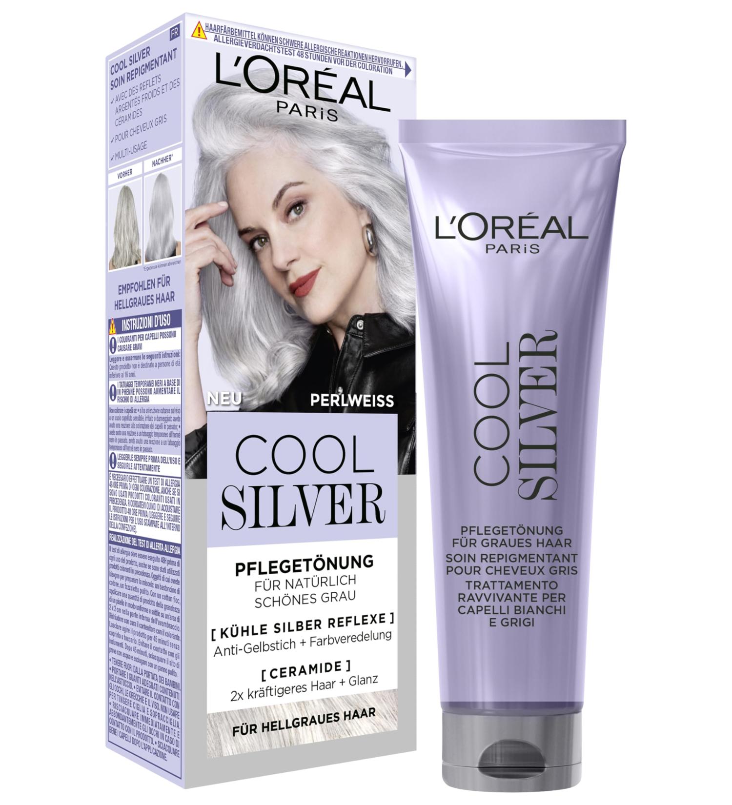 L'Oreal Paris L'Or al Paris Cool Silver Conditioning Hair Color 02 Pearly White Nourishing hair color with fortifying and anti-yellowing ceramides for fresh silver highlights 114 ml