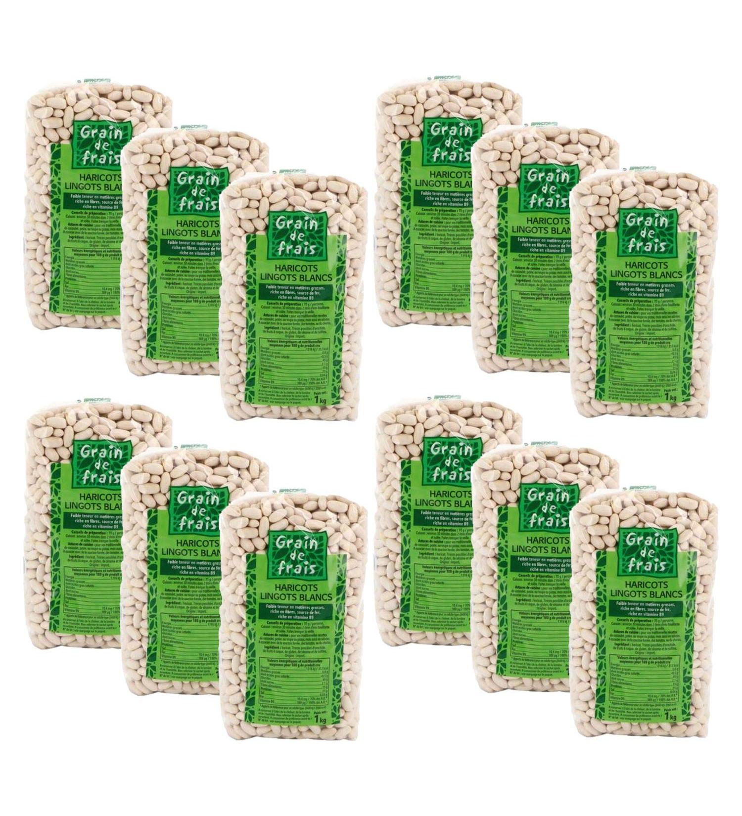 Grain de Frais Pack of 12 White Ingot Beans Grain de Frais Pack of 1 kg