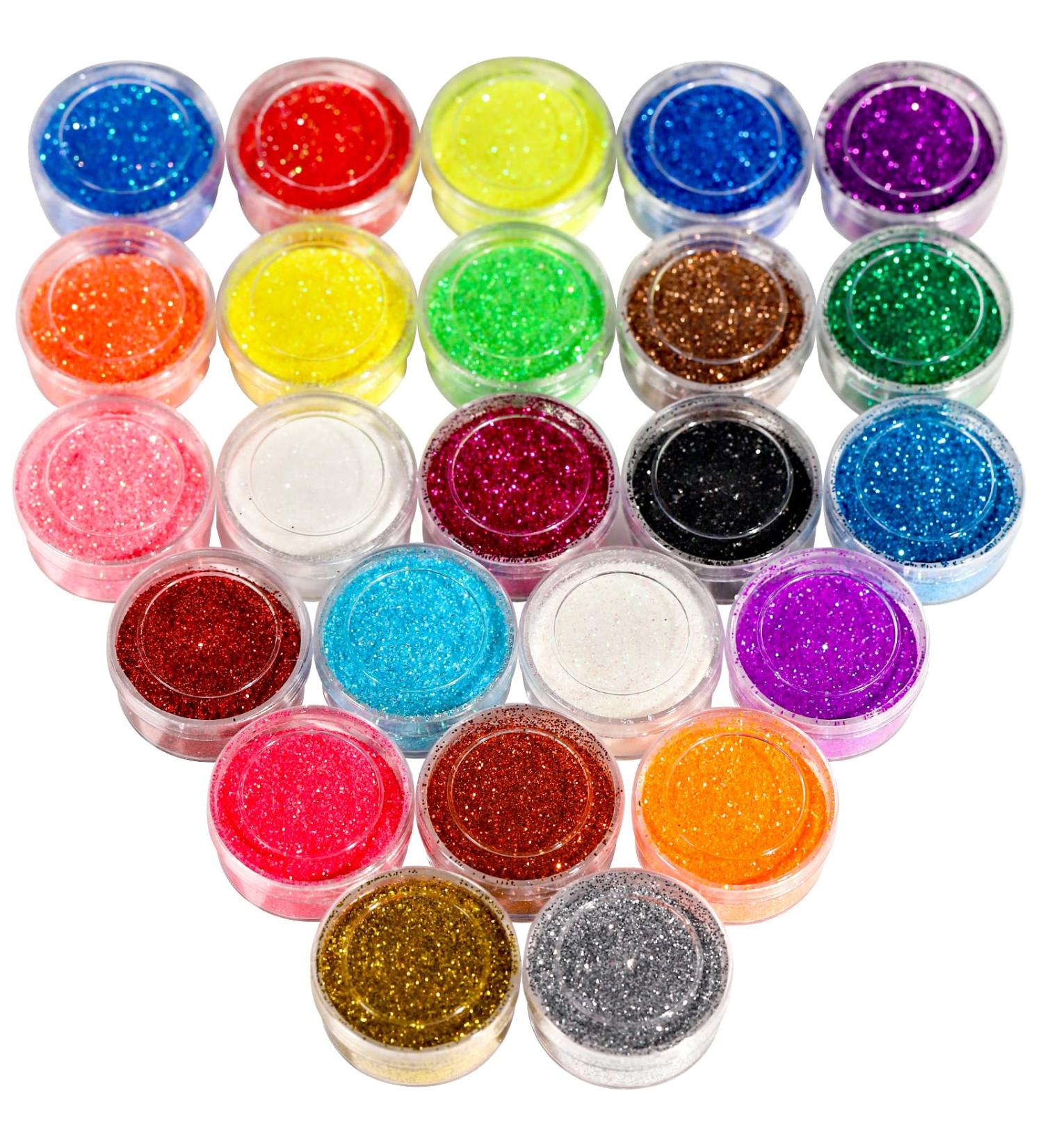 Fandamei 24 Colors Glitter Powder Set - Fine Nail Art Glitter for DIY Eyeshadow & Tinkering - Buy Online on GoSupps.com