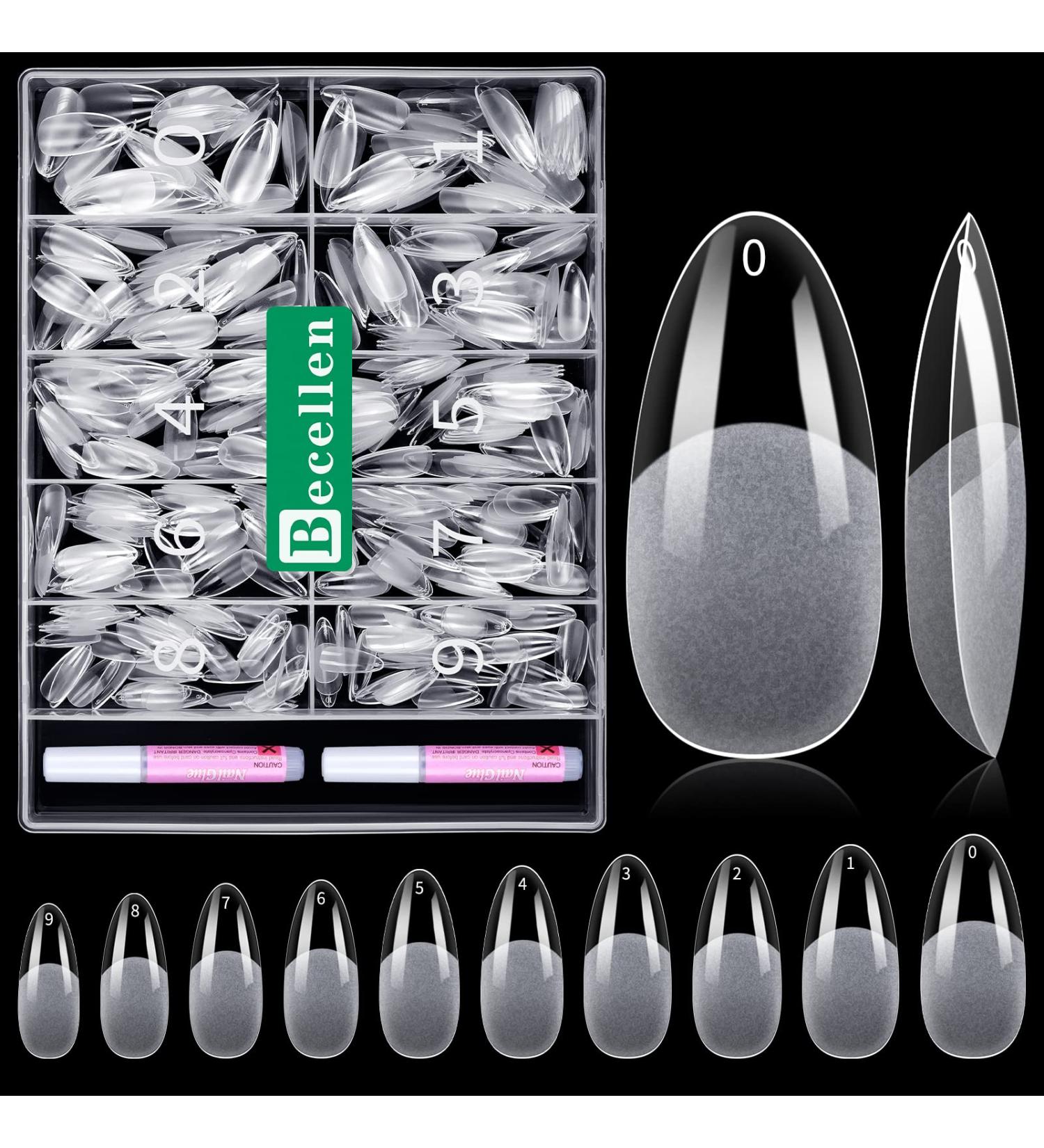 Cell 500 Soft Gel Artificial Nail Tips - Full Cover Almond Fake Nails Set with Glue for Nail Art - Buy Online on GoSupps.com
