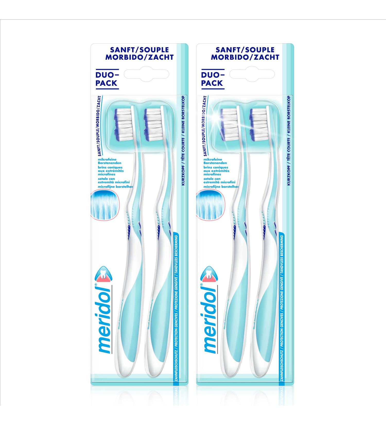 Meridol Toothbrush Gum Protection - Soft Manual Toothbrushes (4-Pack) for Gentle Cleaning of Gums & Teeth - Buy Online on GoSupps.com