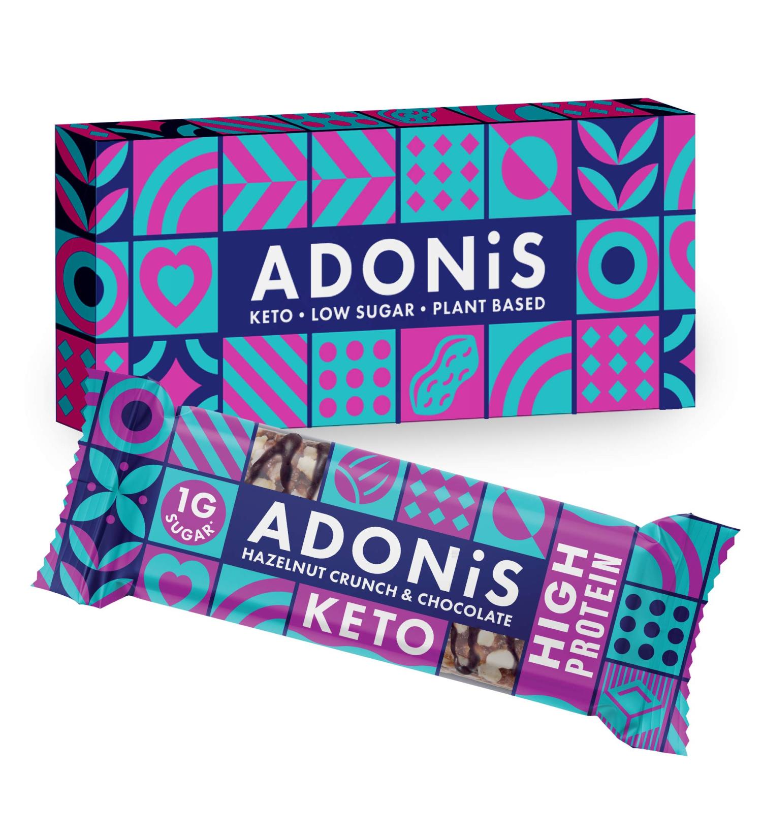 Adonis Keto Hazelnut Crunch & Cacao Protein Bar 45g - Buy Online on GoSupps.com