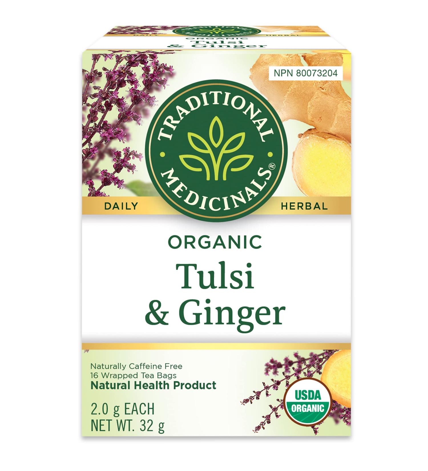 Traditional Medicinals - Organic Tulsi with Ginger Herbal Tea (Pack of 1) - Adaptogen That Helps Increase Energy and Stress Response - 16 Tea Bags Total Tea Tulsi with Ginger 1 Count (Pack of 1) - Buy Online on GoSupps.com