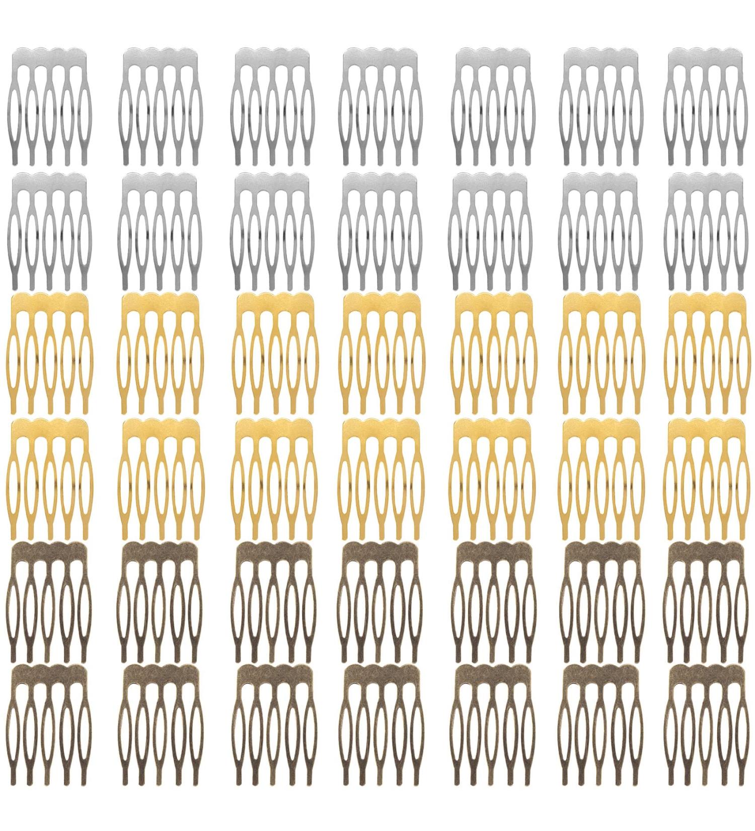 HINZIC 45PCS 5 Teeth Hair Side Combs - Wedding Veil Twist French Vintage Hair Clips Pins - Bridal Party Prom Accessories (Gold Silver Brown) - Buy Online on GoSupps.com