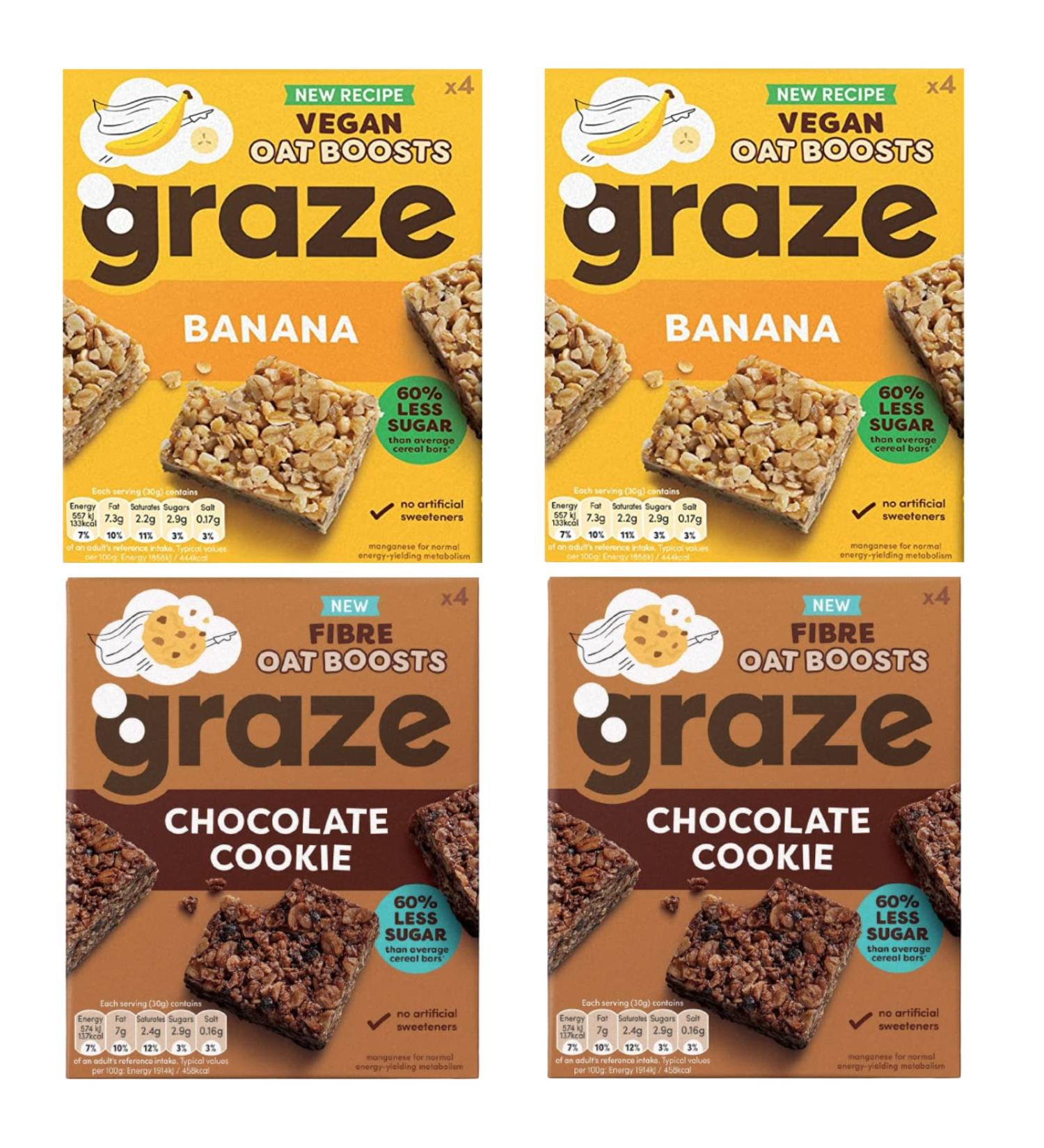 Graze Protein Oat Bars Healthy Snacks Whole Grain Oats Natural Flavours High Fibre Less Sugar (16 Snacks 4 Packs of 4 x 30g) - Buy Online on GoSupps.com