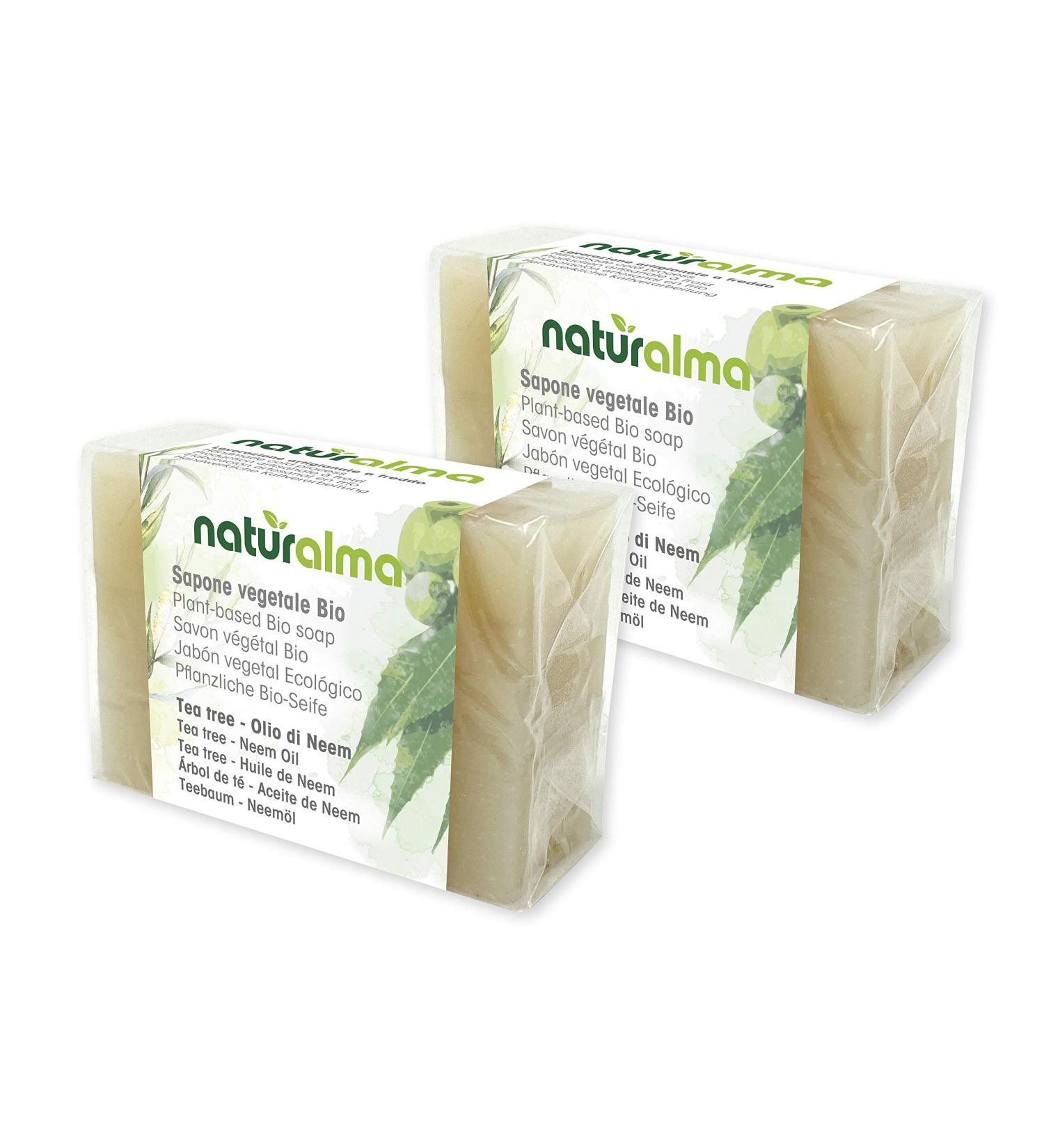  Naturalma Naturalma Organic Vegetable Handcrafted Soap with Tea Tree and Neem Oil 2 x 100g low-temperature vegetable processing - Buy Online on GoSupps.com