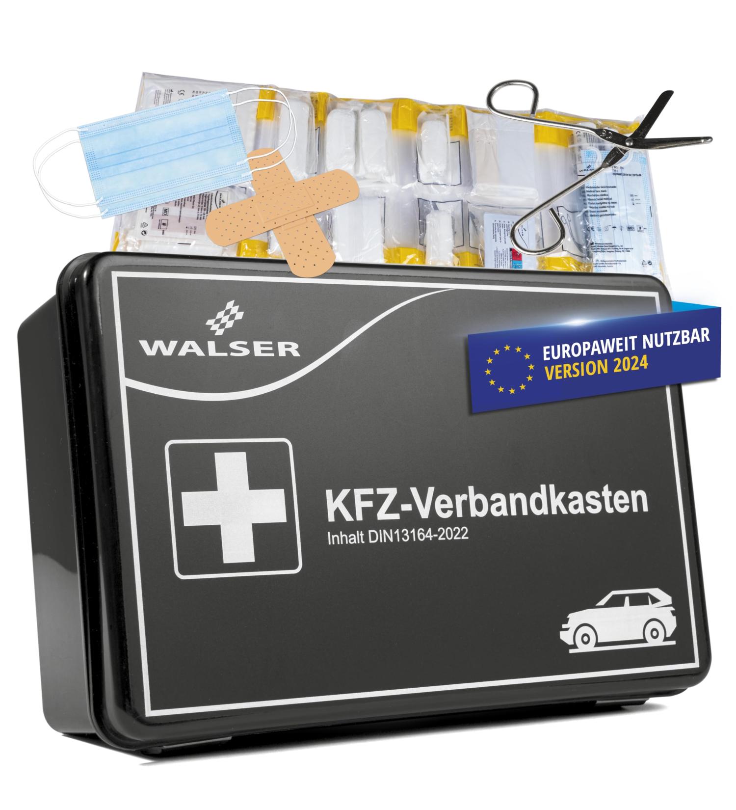 Walser First Aid Kit for Car - 2024 Car Dressing Box (DIN 13164) | Best First Aid Set for International Shipping - Buy Online on GoSupps.com