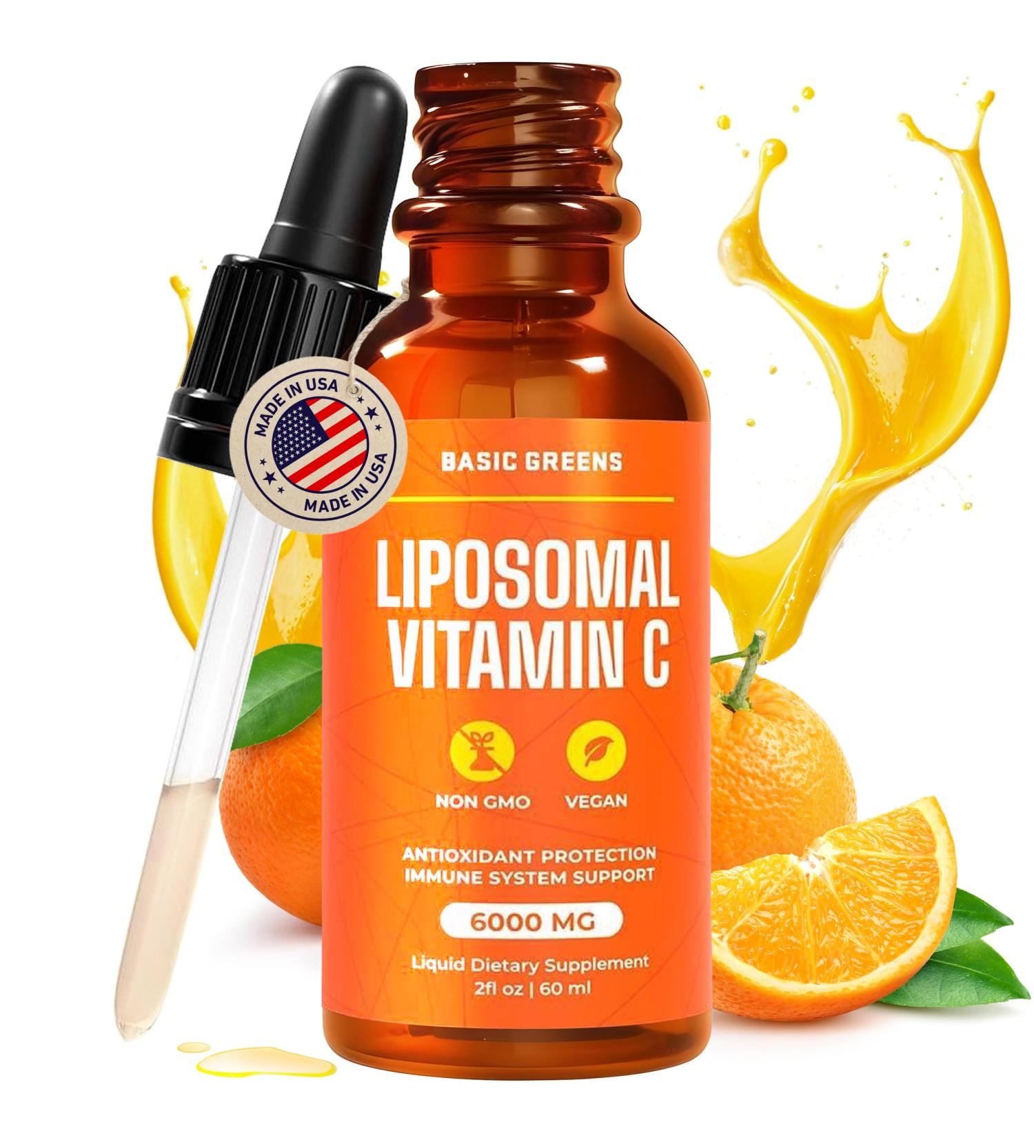 Liposomal Vitamin C Liquid 6000mg High Absorption Liquid C Supplement for Immune Support Antioxidant & Skin Health Non-GMO Vegan Gentle Formula 2 fl oz 2 Fl Oz (Pack of 1) - Buy Online on GoSupps.com