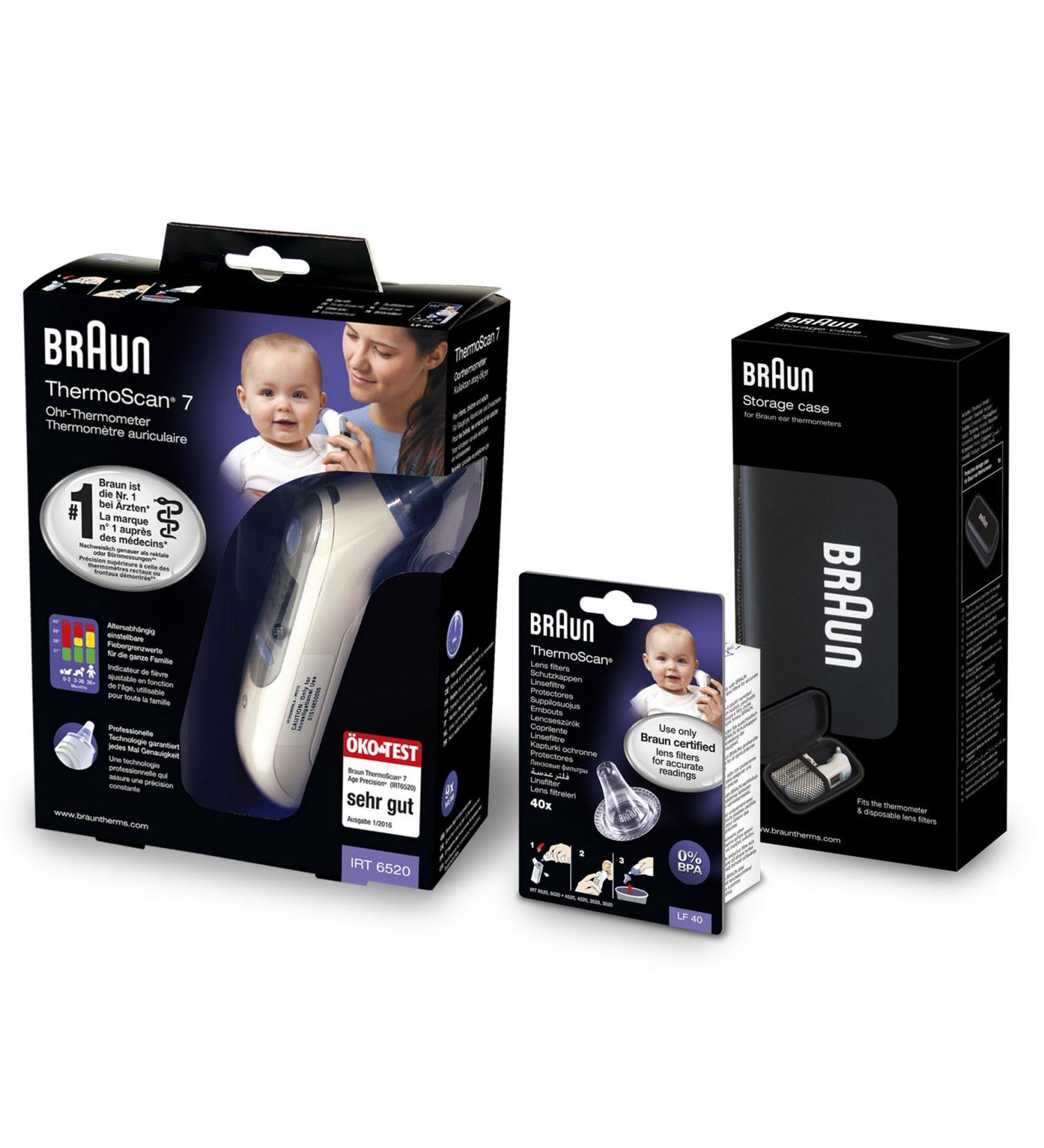 Buy Braun IRT6520 ThermoScan 7 Infrared Ear Thermometer + 40 Replacement Caps & Storage Bag Accurate Temperature Measurement for All Ages - Free International Shipping - Buy Online on GoSupps.com