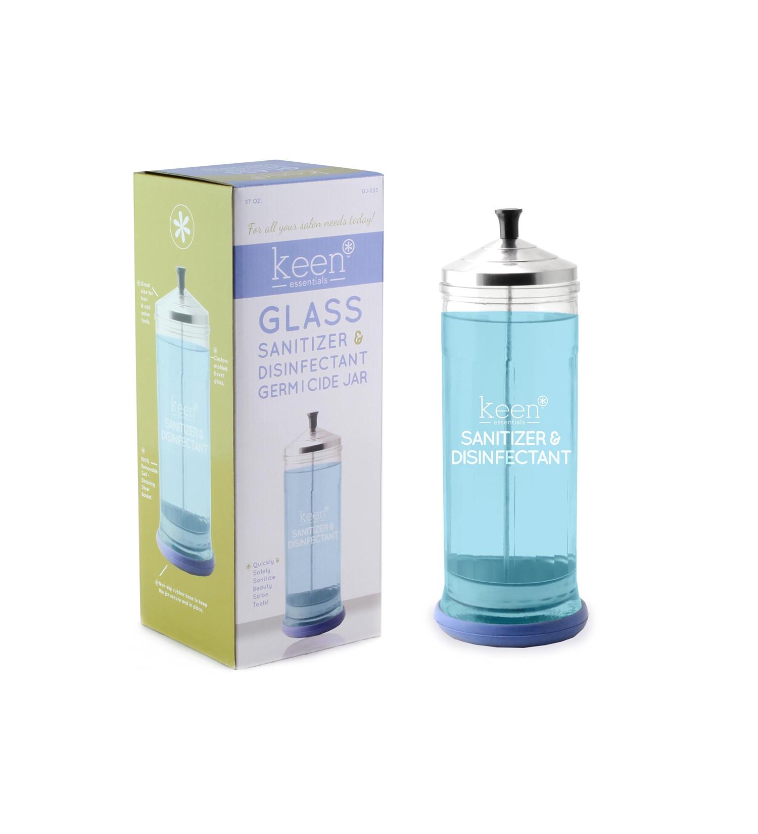 Keen Essentials Salon Disinfectant Glass Jar - Styling Station Germicide for Barber Shops - Clear - Buy Online on GoSupps.com