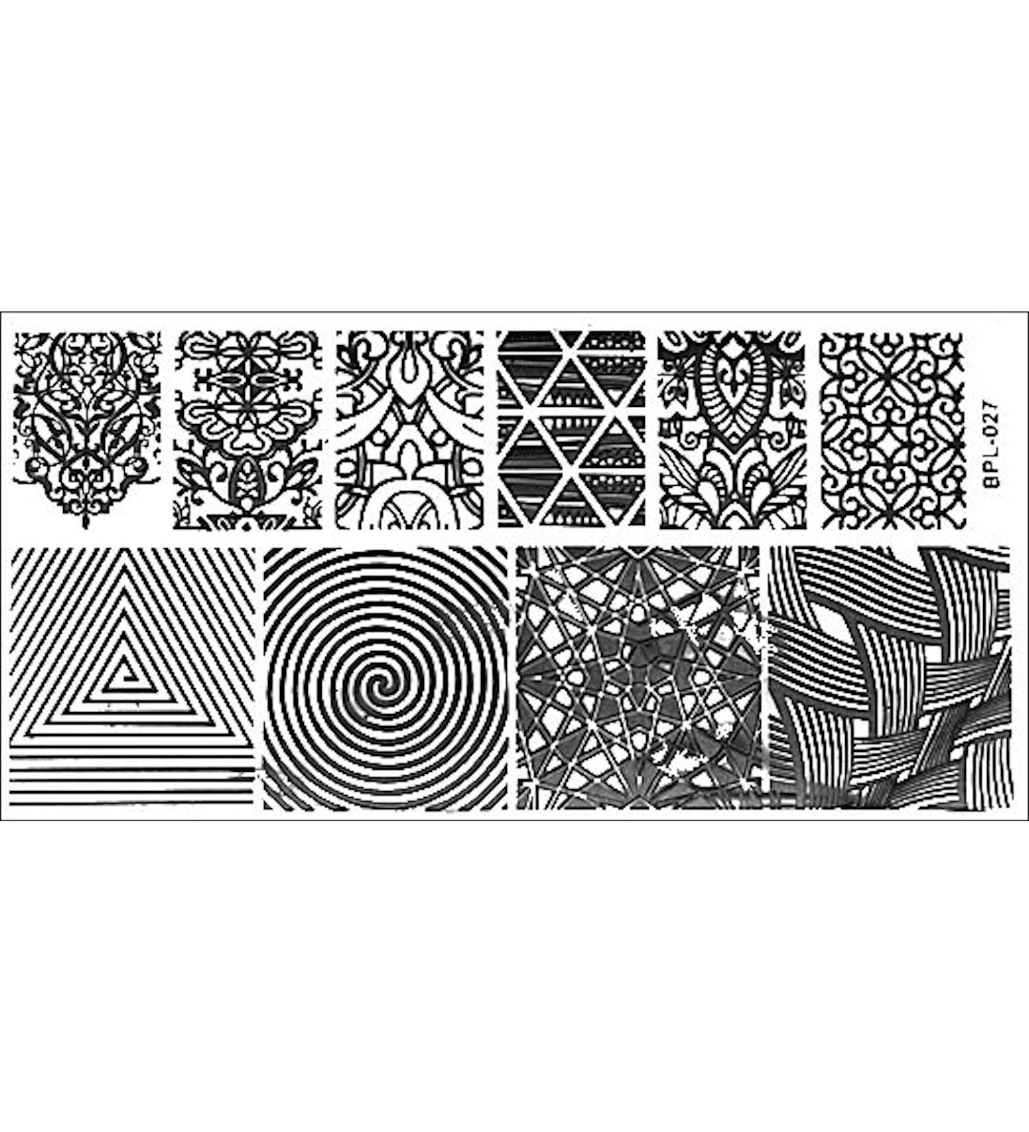 XL STAMPING STENCIL 12.6x6.5cm # BP-L027 geometric patterns spiral tendrils