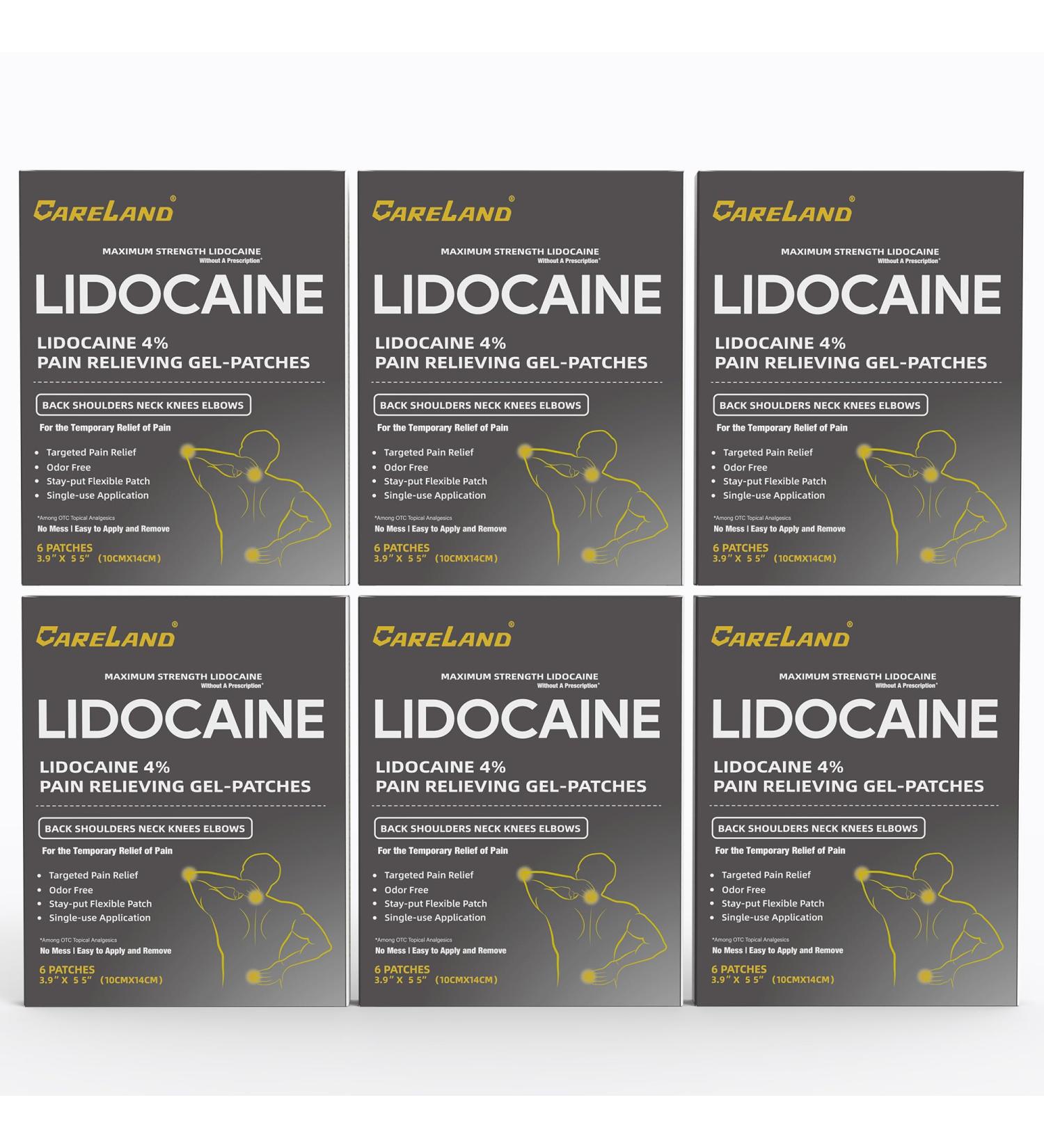 CARELAND 4% Lidocaine Patches 36 Count Pain Relief Patches Maximum Strength lidocaine Back Pain Relief Products for Neck Knee Joint Pain Nerve Shoulder Pain Relief - Buy Online on GoSupps.com