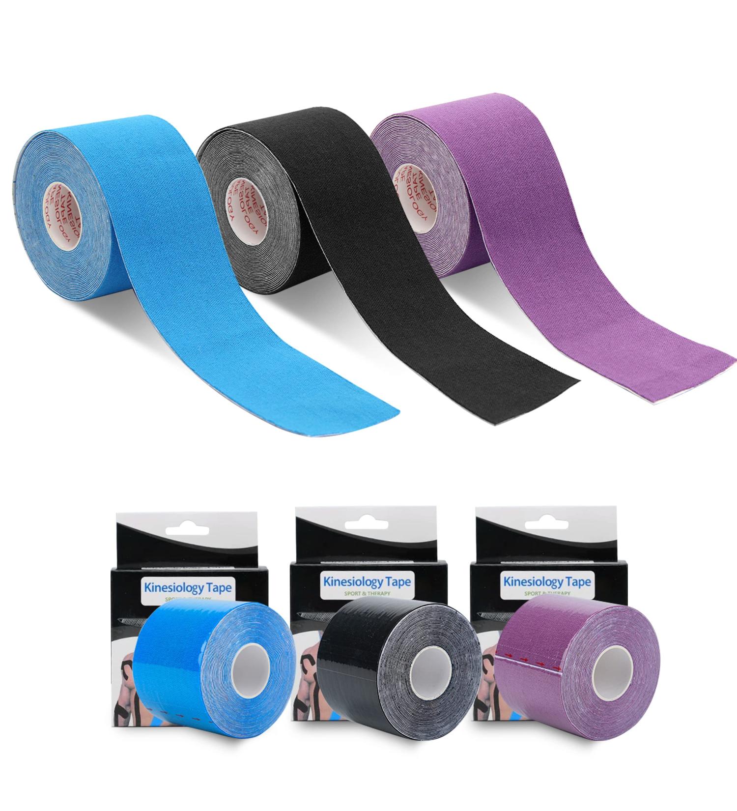 Kinesiology Tape (3 Rolls Pack) Elastic Therapeutic Sports Tape Sports & Athletic Tape Waterproof Breathable Pro for Shoulder Knee Elbow Ankle Waterproof Breathable Latex free 2" x 19.7 feet Per Roll - Buy Online on GoSupps.com