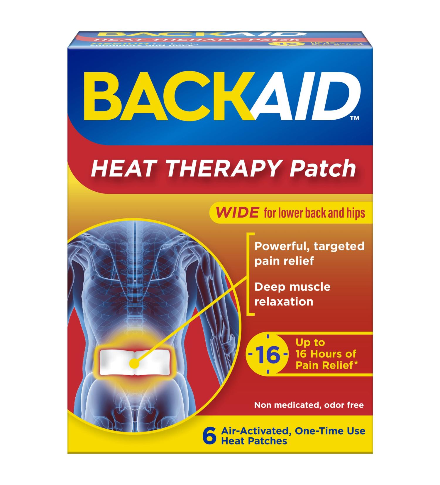 Backaid Heat Therapy Patch - Portable Heating Pad for Lower Back and Hip Pain Relief - 6 Count - Buy Online on GoSupps.com