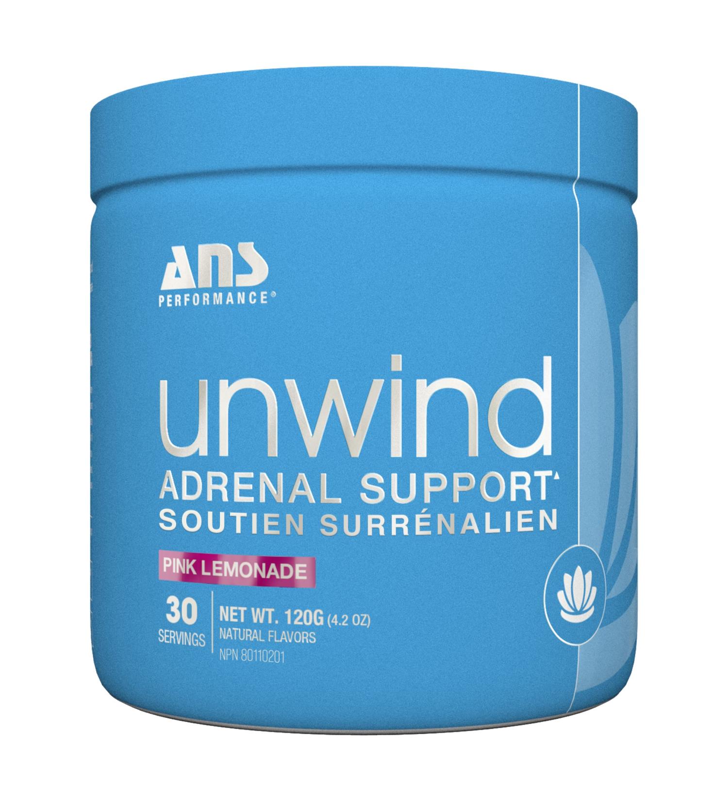Ans Performance- Unwind Adrenal Support Supplements- Sleep Aid & Stress Relief- With L-Theanine Ashwagandha Extract - Gluten Free Formula - 30 Servings (Pink Lemonade) - Buy Online on GoSupps.com