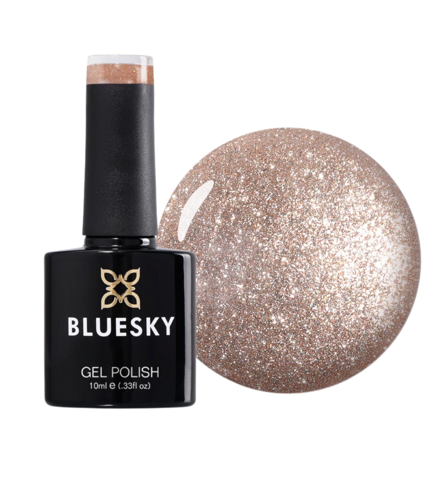 Bluesky Gel Nail Polish 10ml Golden Star - XMS203 Gold Glitter Gel Nail Polish for 21 Day Manicure Professional Salon& Home Use Requires Curing Under LED UV Nail Lamp