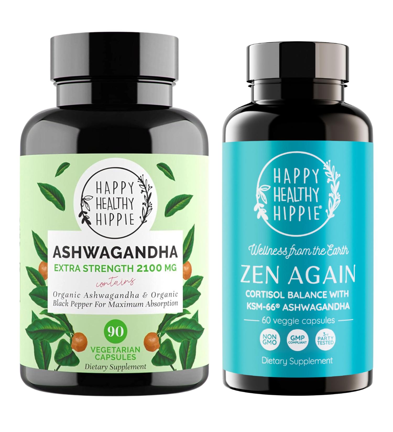 Happy Healthy Hippie Zen Again Cortisol Manager & Organic Ashwagandha Capsules - Buy Online on GoSupps.com
