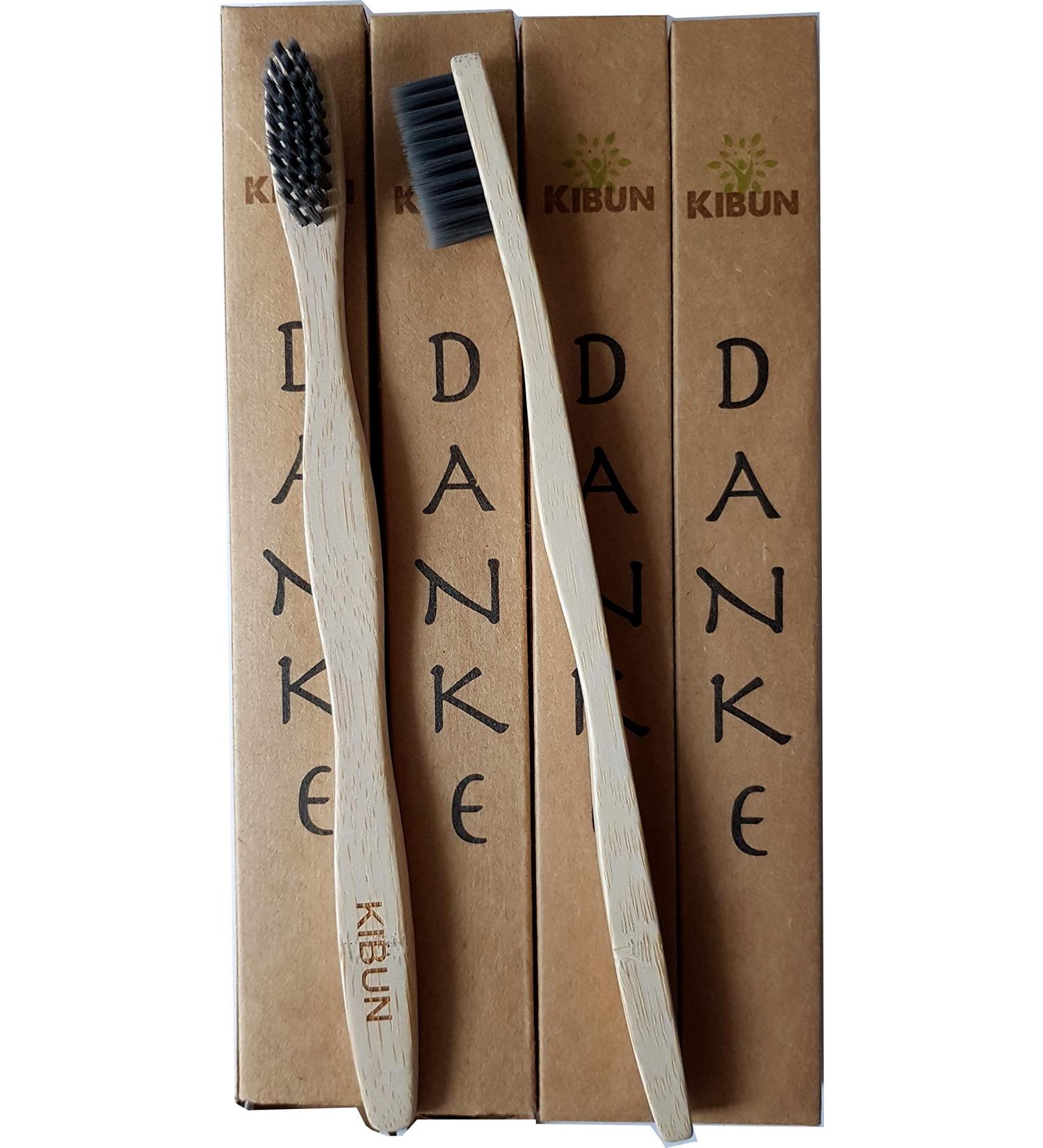 4-Pack Vegan Bamboo Toothbrushes | Biodegradable BPA-Free Bristles & Charcoal for Eco-Friendly Oral Care - Buy Online on GoSupps.com