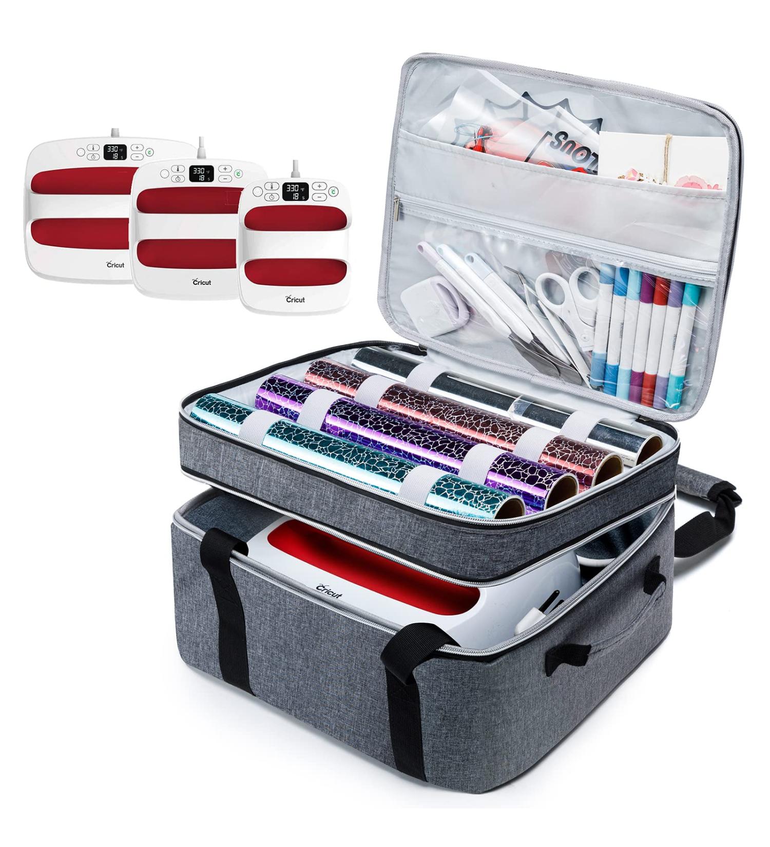 Double-Layer Carrying Case for Cricut EasyPress 2 12x10 & 9x9 Machine - Grey | Easy Press Bag with Pocket & Mat for Cricut Accessories (Patent Pending) - Buy Online on GoSupps.com