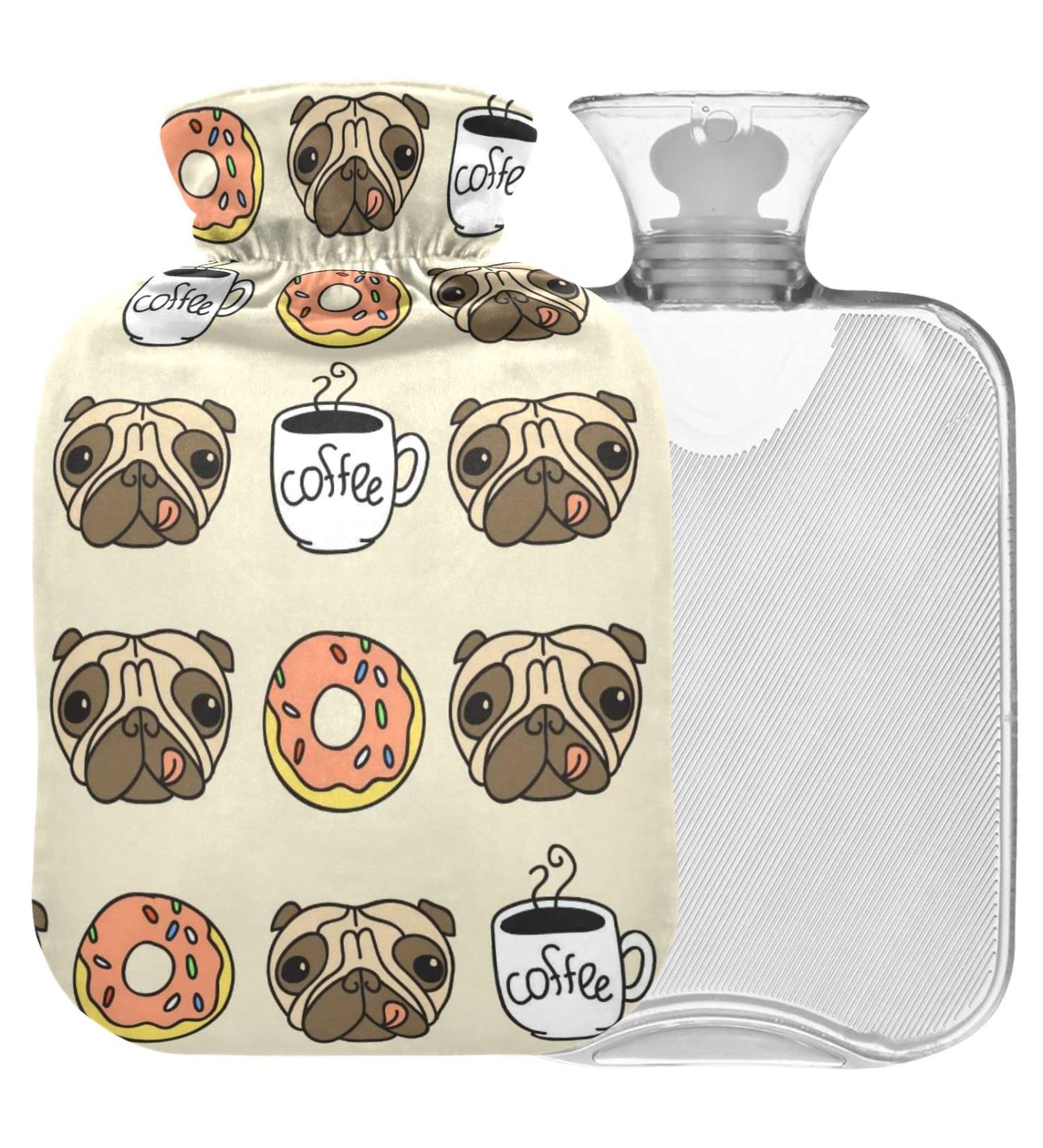 Naanle Donut Mops Dog Hot Water Bottle - 1L Transparent Heat Bottle for Bed Hand & Feet Warmer | Pain Relief & Cold Therapy - Buy Online on GoSupps.com