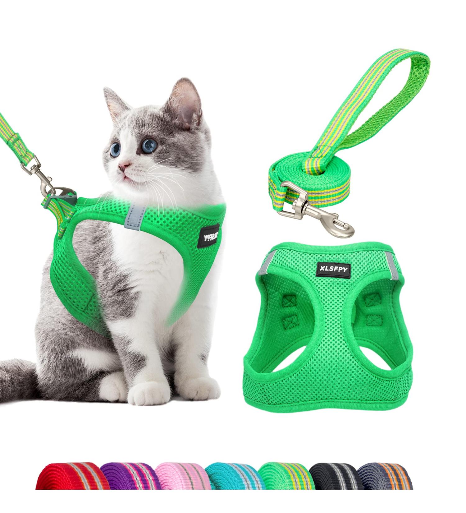 Soft Dog Vest Harness & Leash Set | Reflective Cat Harness | Small Dog & Puppy Step-in Harness | Durable D-Ring | Green (S M L) - Buy Online on GoSupps.com