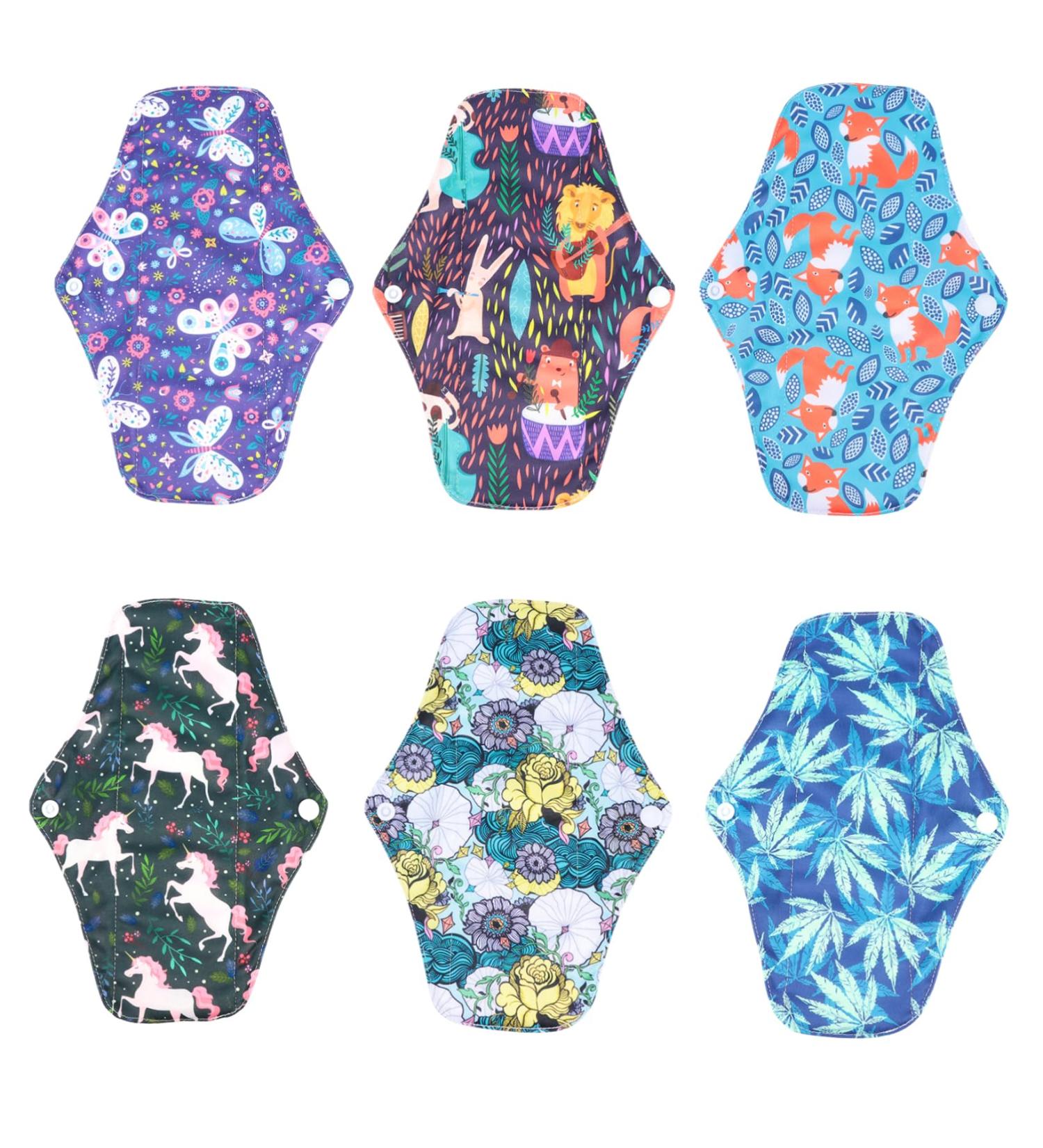 Reusable Bamboo Cloth Panty Liners 6pcs Set for Menstrual Periods - Washable & Eco-Friendly - Buy Online on GoSupps.com