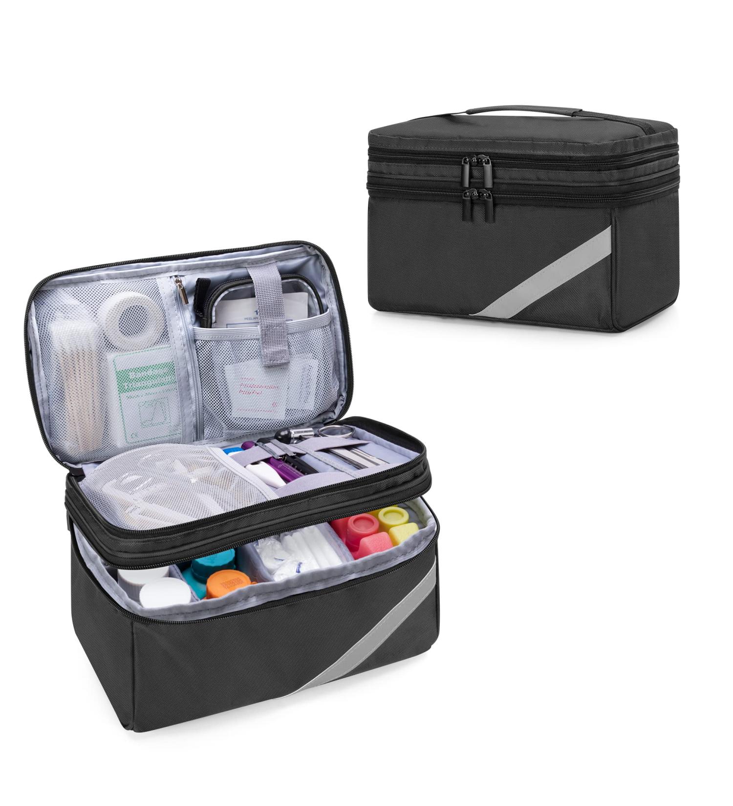 Trunab Black Storage Bag for Medical Care | First Aid Box for Emergency Medicine & Weekly Tablet Organizers | Ideal for Supplements - Buy Online on GoSupps.com